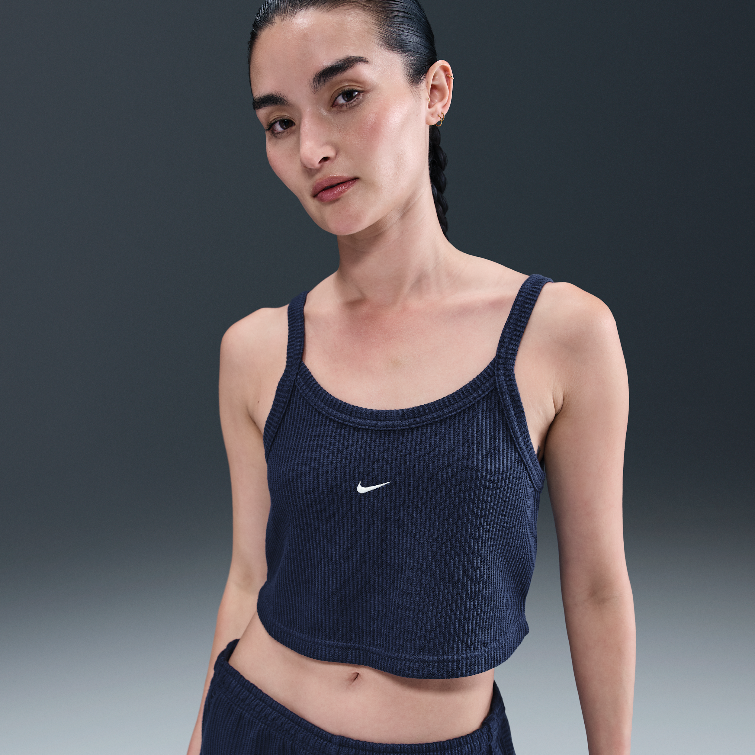 Thumbnail - Nike Chill Waffle Crop-Tanktop (Damen) - Blau