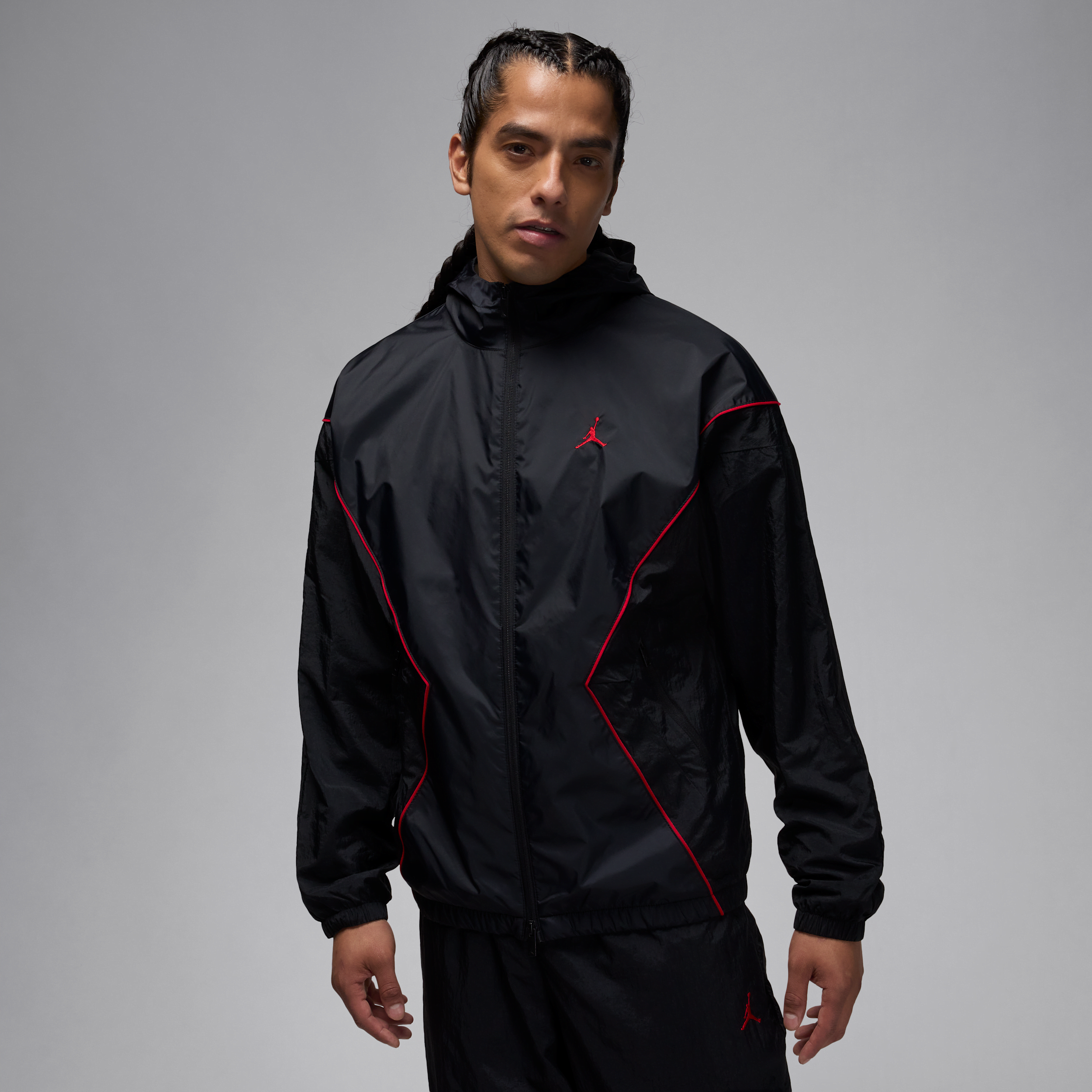 Nike Jordan Brooklyn Mens Hooded Draft Jacket - Black - Nylon