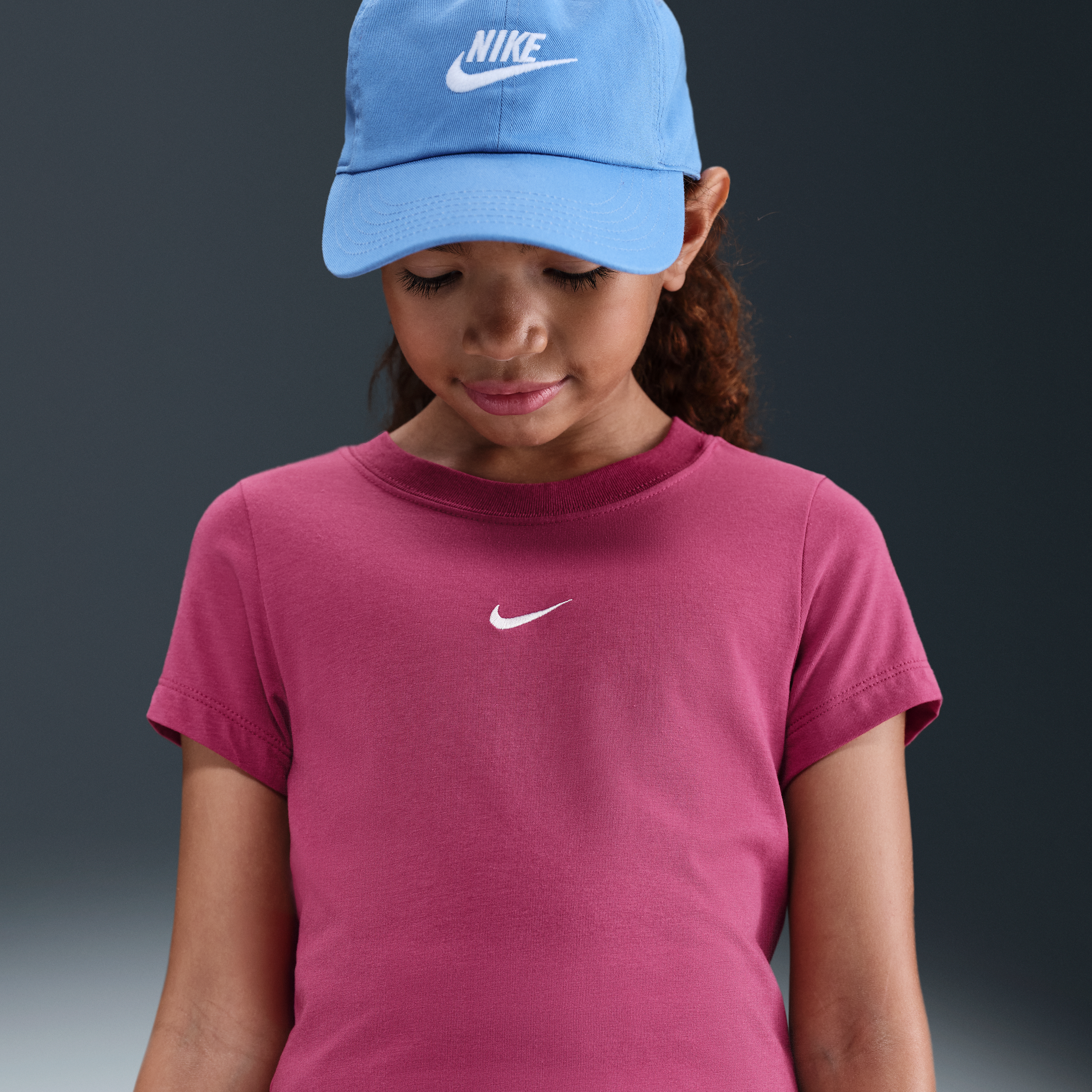 Nike Older Kids (Girls) Cropped T-Shirt - Purple - Modal/Cotton/Elastane