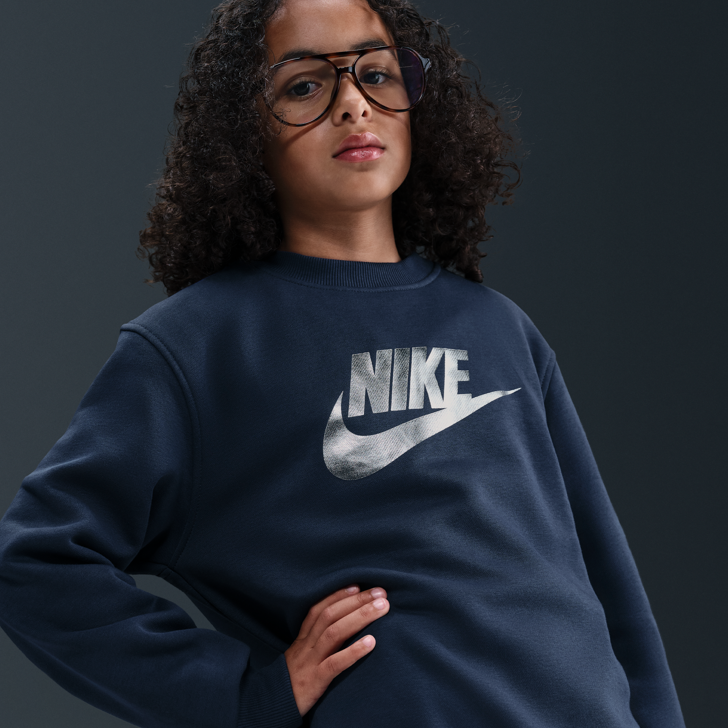 Thumbnail - Nike Club Fleece-Sweatshirt mit Rundhalsausschnitt für ältere Kinder - Blau