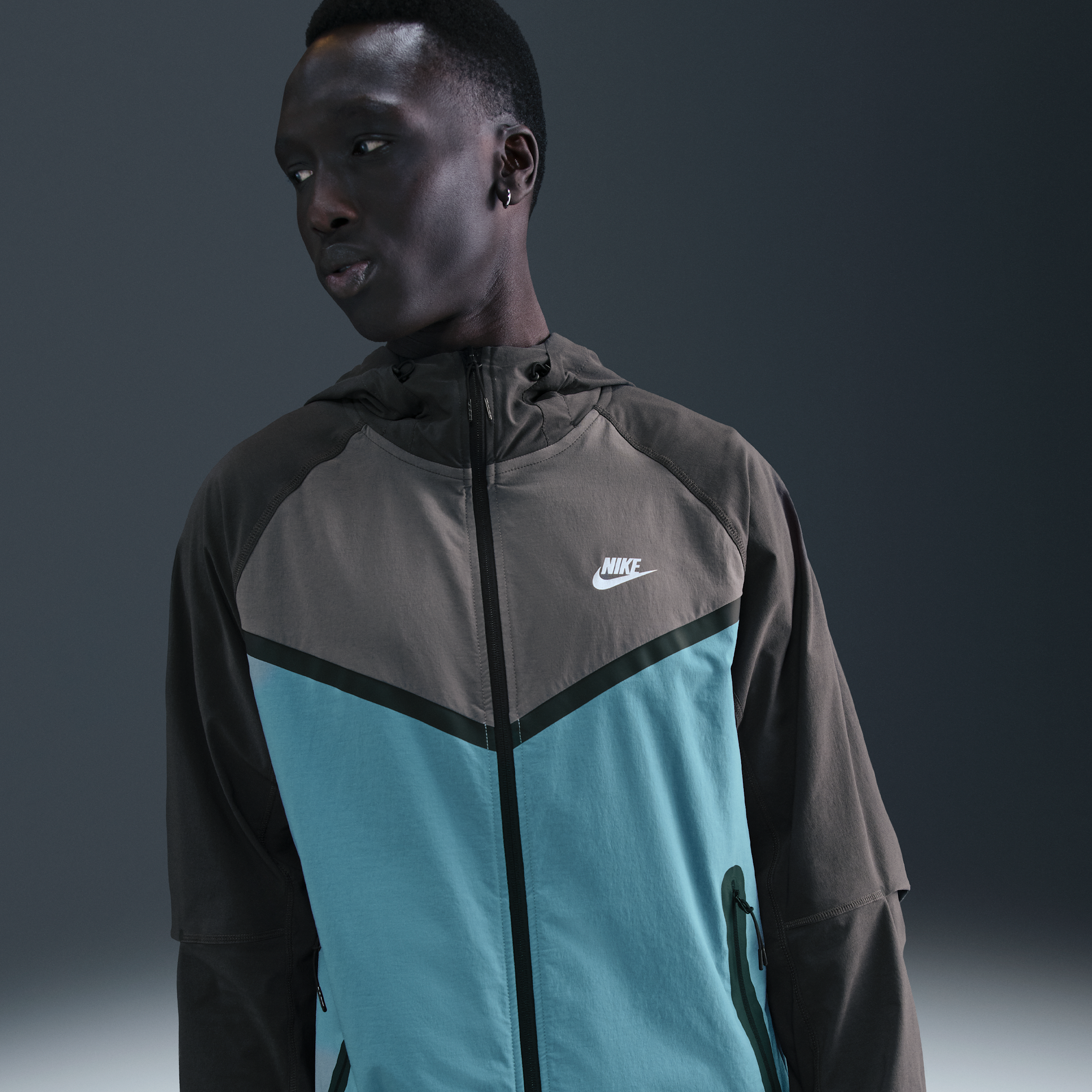 Thumbnail - Nike Tech Windrunner-Webjacke mit durchgehendem Reißverschluss (Herren) - Blau