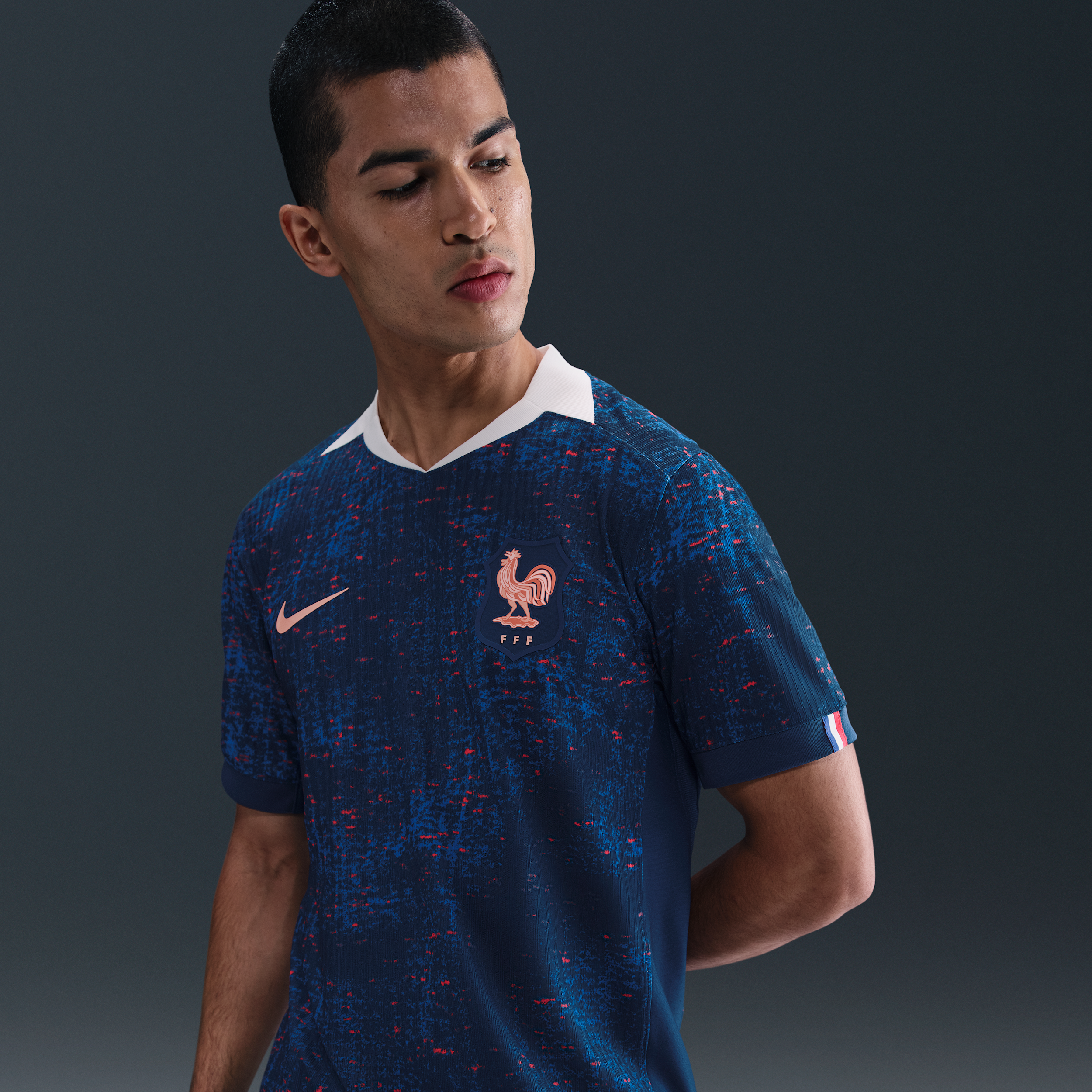FFF 2025 Match Home (Womens Team) Mens Nike Dri-FIT ADV Football Authentic Shirt - Blue - Polyester