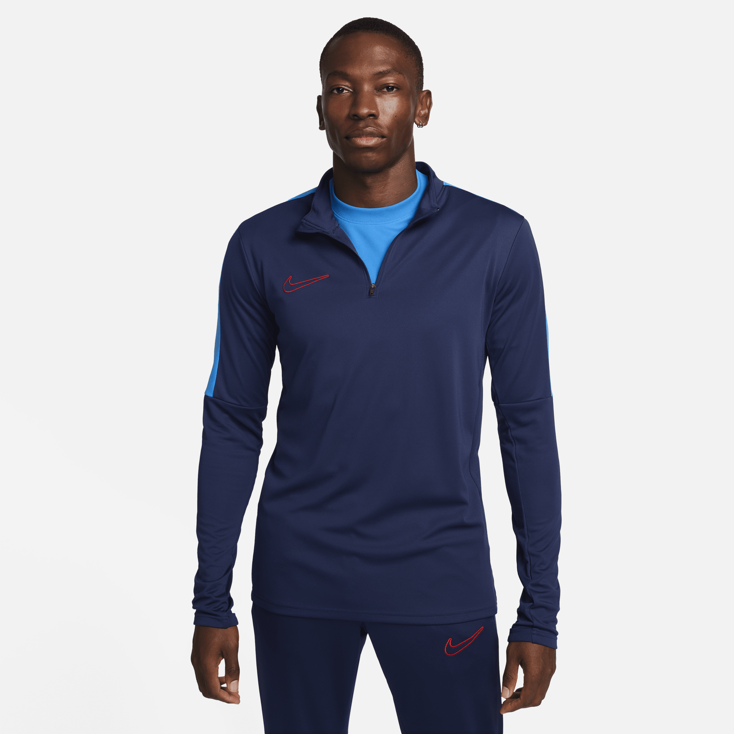 nike academy dri-fit-fodboldtrøje med 1/2 lynlås til mænd - blå