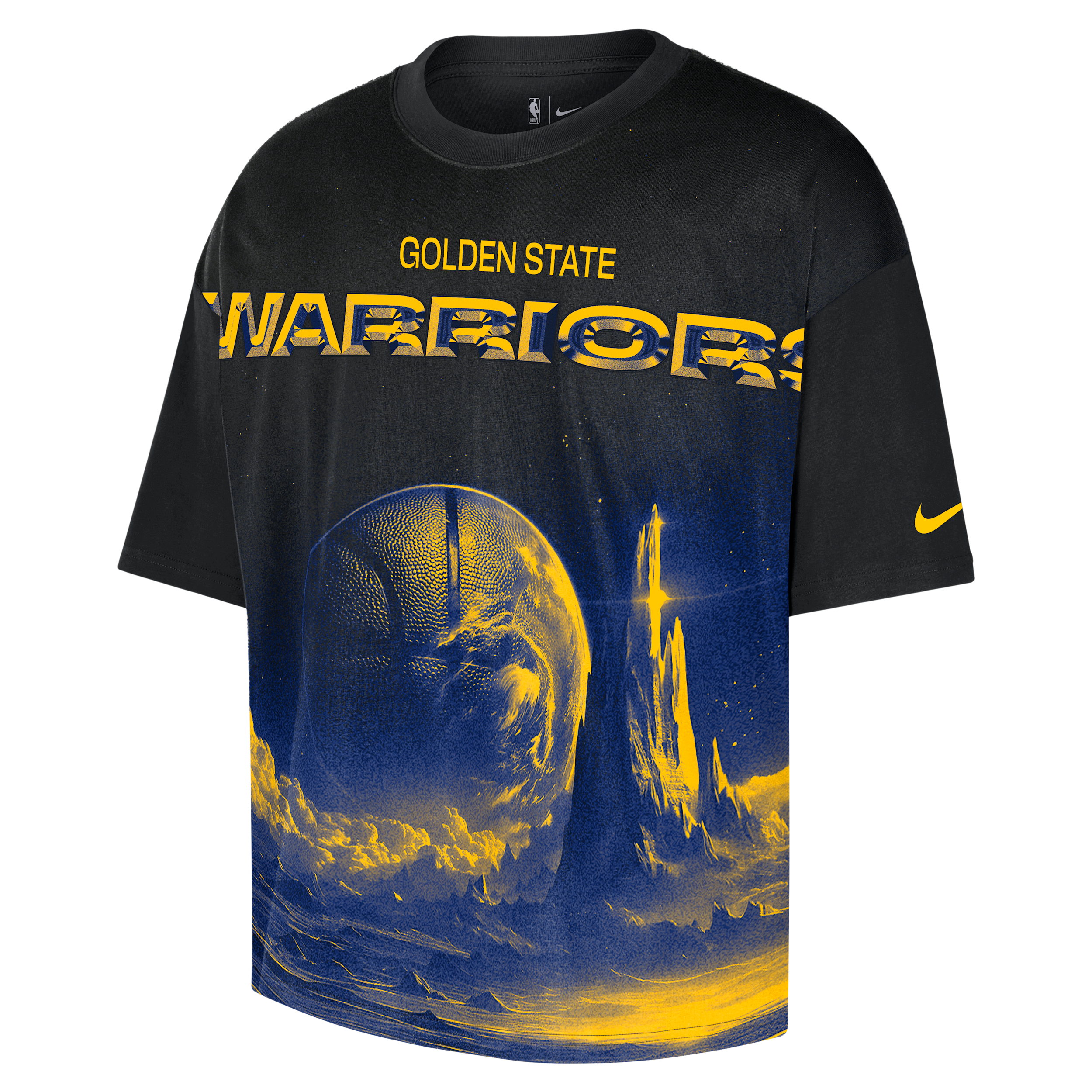 T-shirt boxy Golden State Warriors Courtside Nike NBA – Uomo - Nero
