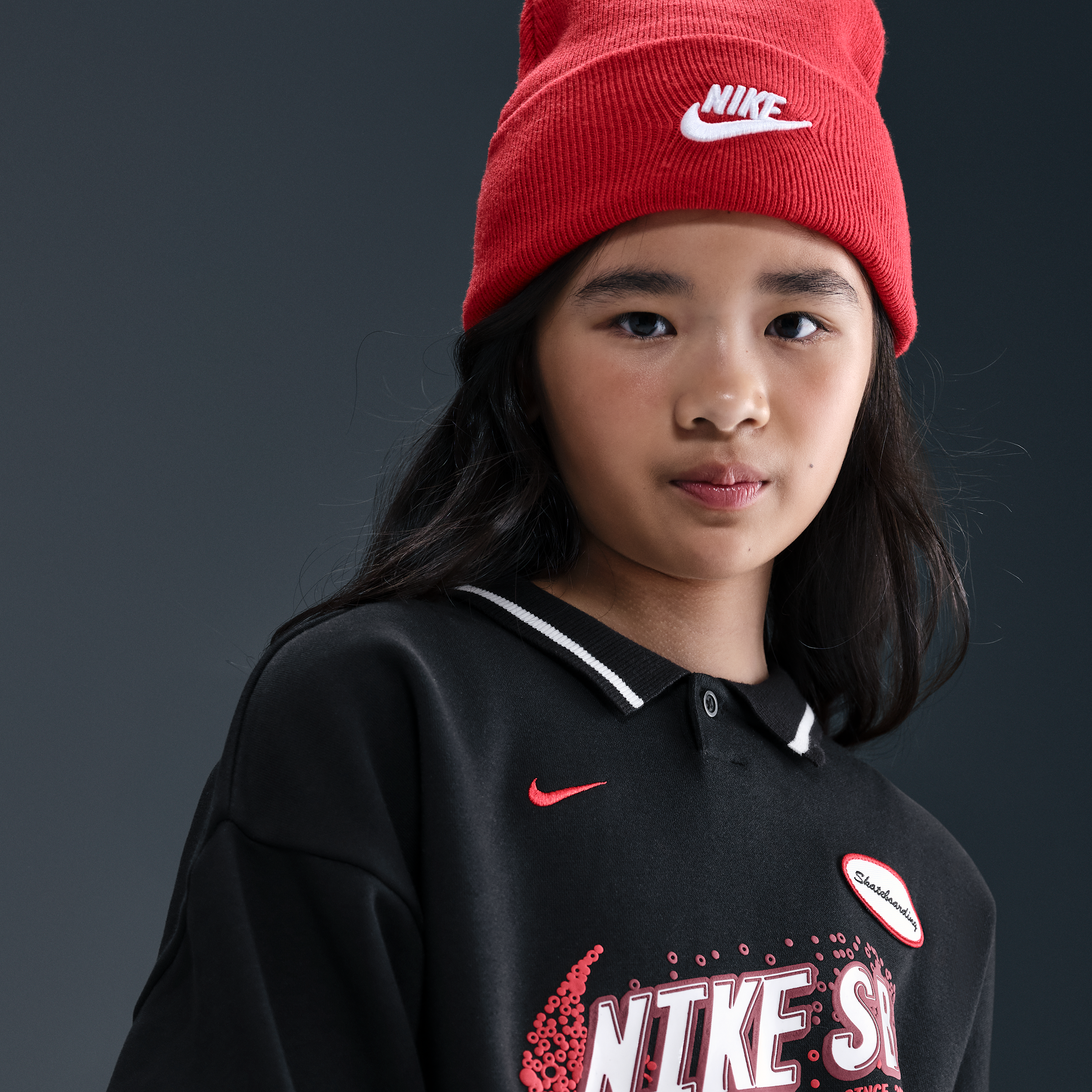 Thumbnail - Nike SB Longsleeve-Skate-Poloshirt (ältere Kinder) - Schwarz