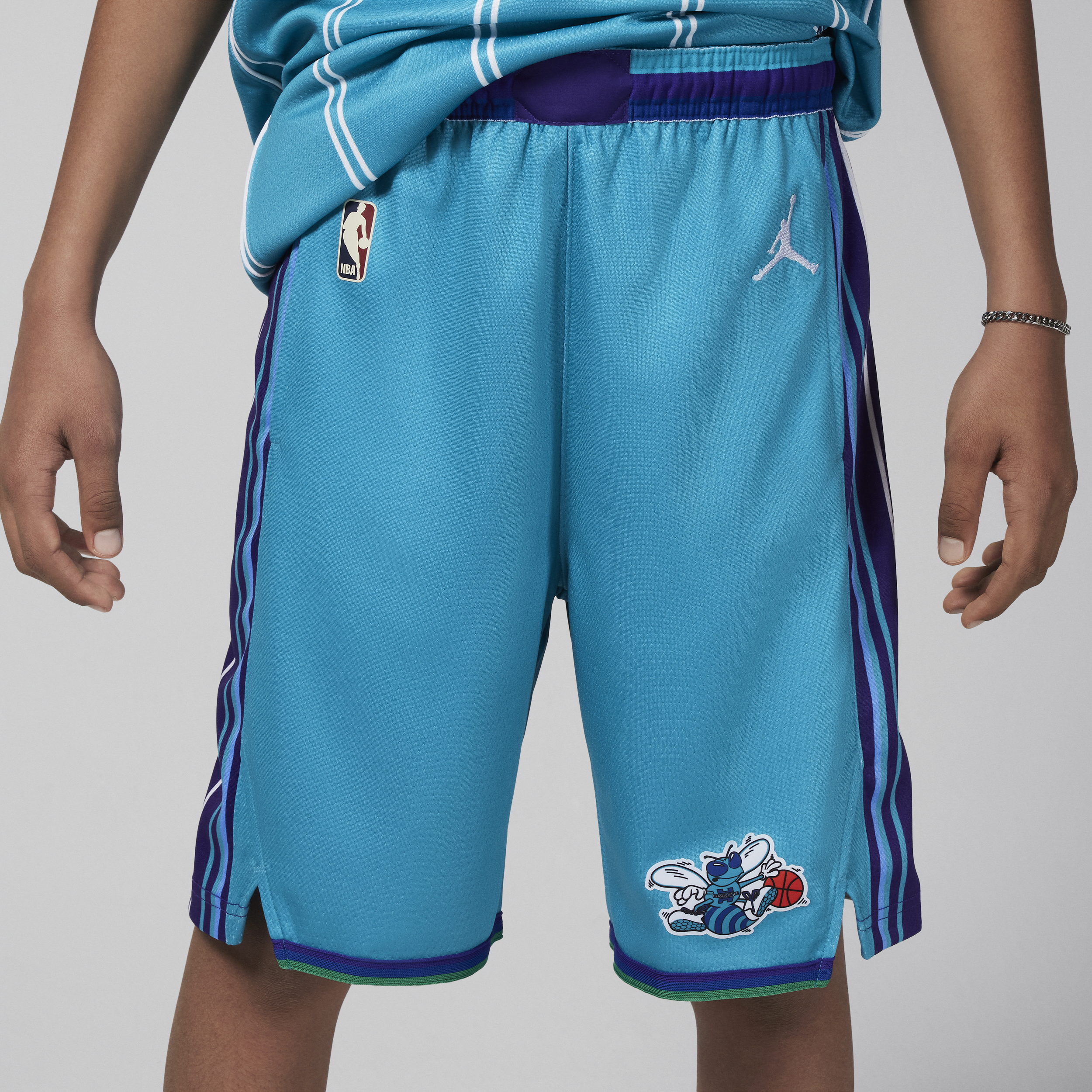 Jordan Charlotte Hornets 2023 24 Hardwood Classics Swingman NBA-shorts met Dri-FIT voor jongens Blauw