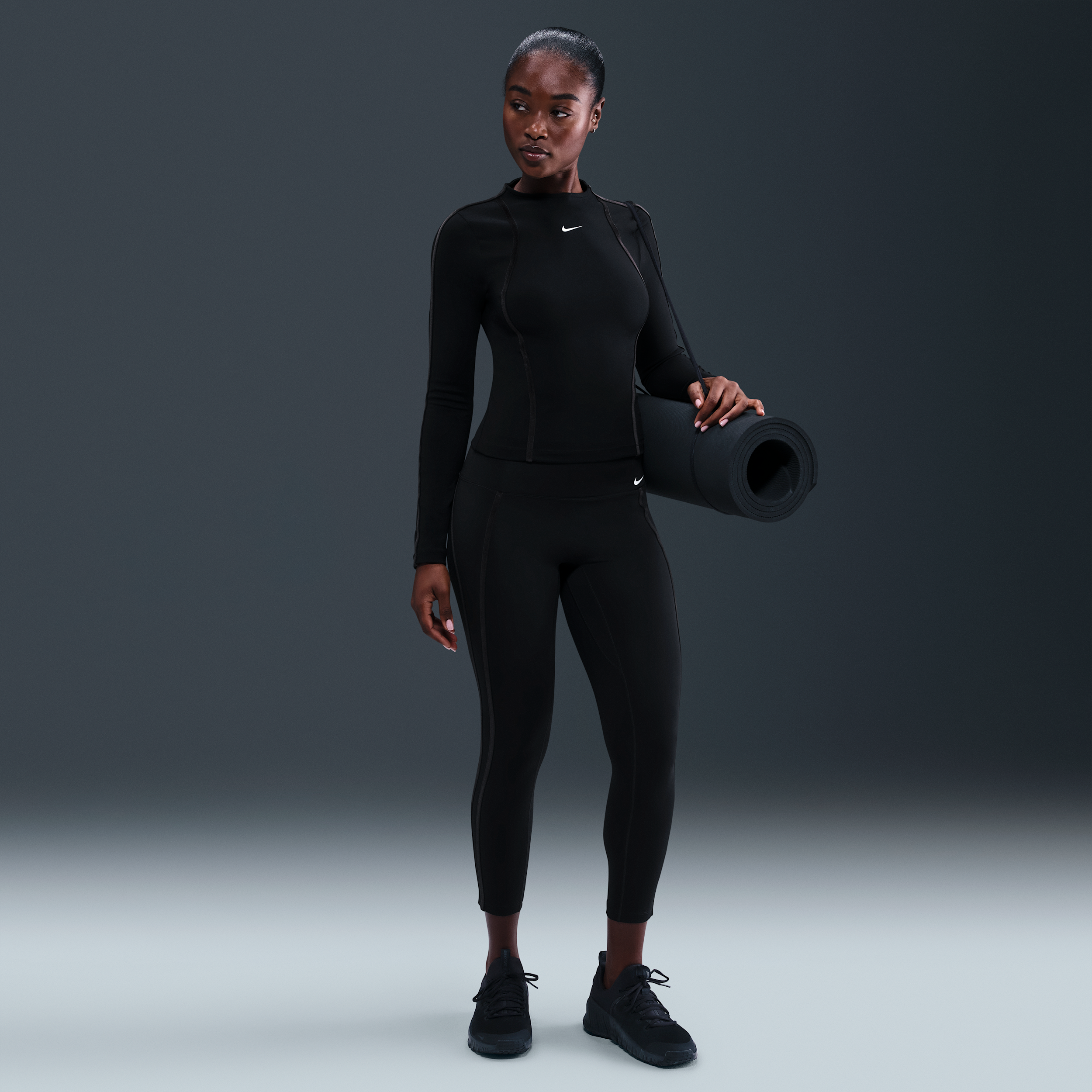 Thumbnail - Nike One 7/8-Leggings mit hohem Bund (Damen) - Schwarz