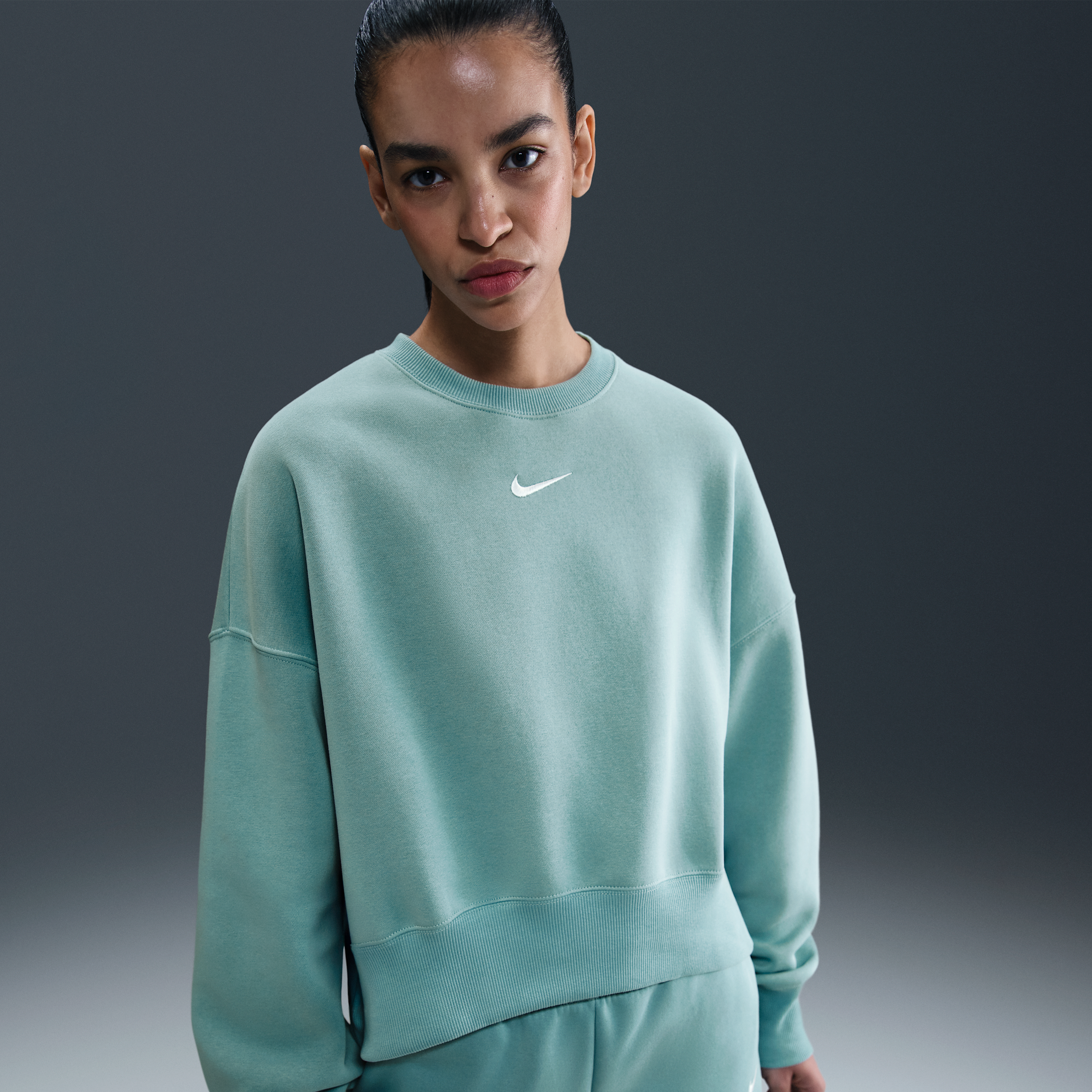 Thumbnail - Nike Phoenix Fleece Over-Oversized Rundhals-Sweatshirt für Damen - Grün