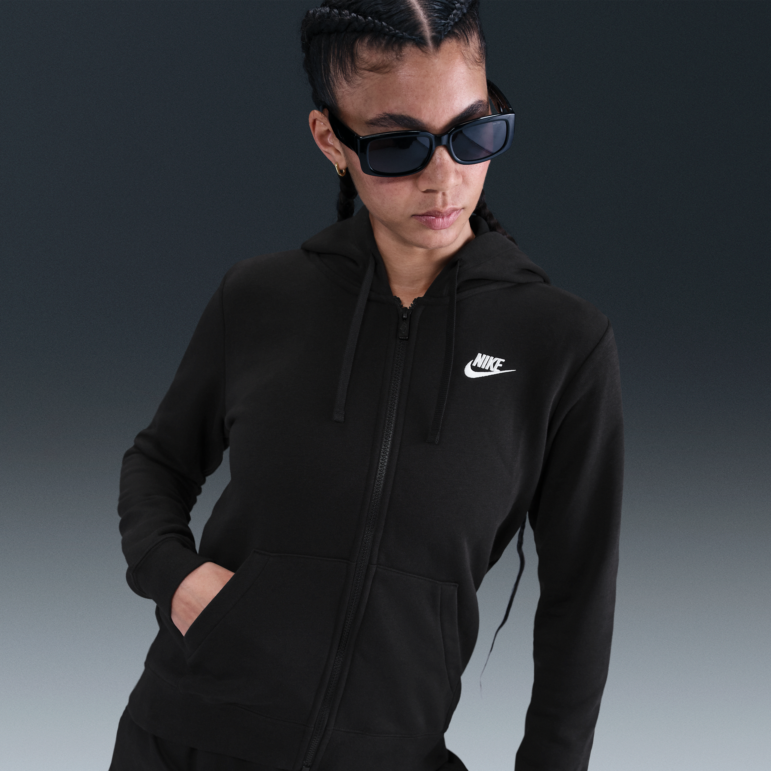 Nike Sportswear Club Fleece Women's Full-Zip Hoodie - Black - Fleece > Club Fleece