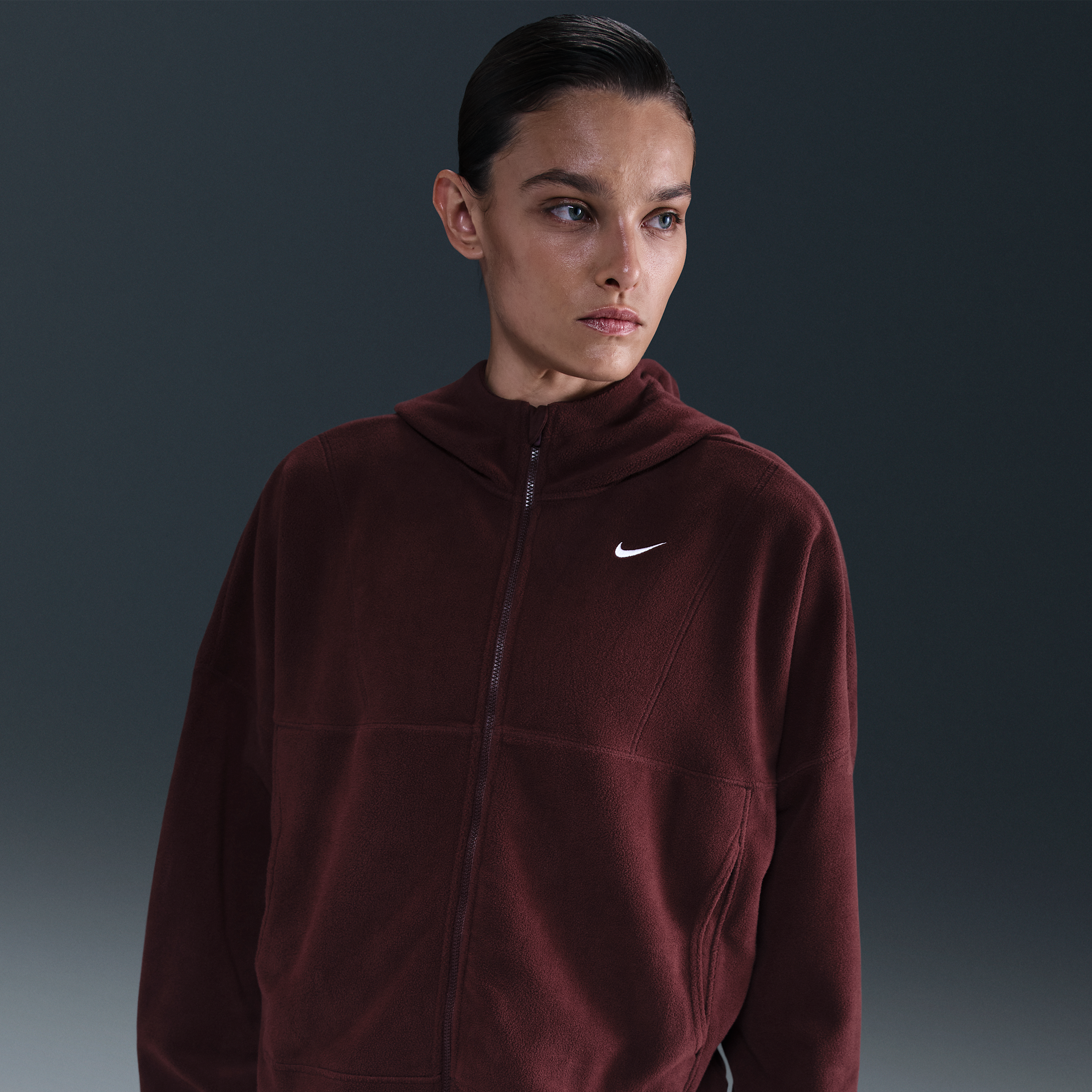 Thumbnail - Nike One Oberteil mit durchgehendem Reißverschluss und Therma-FIT-Technologie (Damen) - Rot