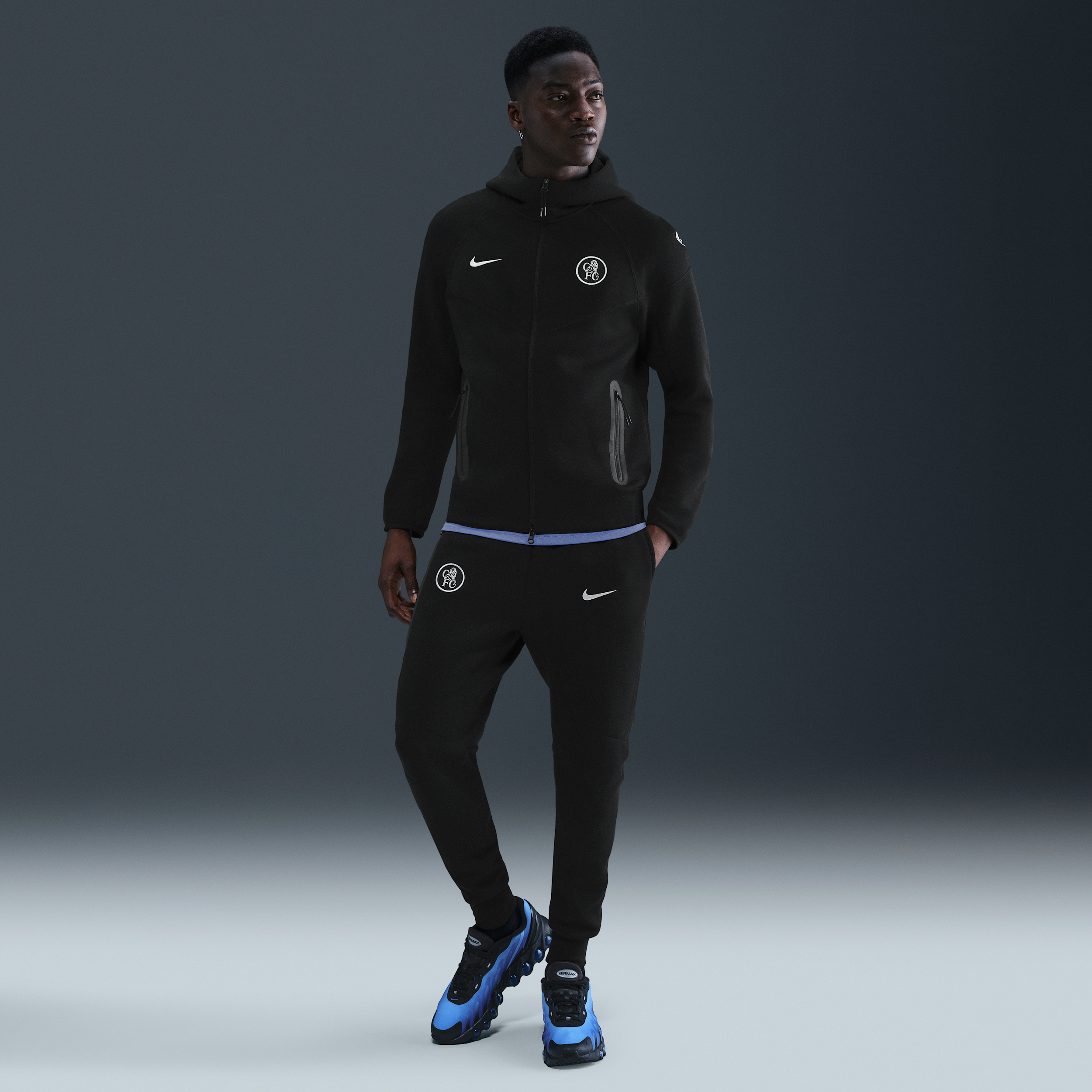 Nike Chelsea Tech Fleece Joggingbroek 2025-2026 Zwart Wit