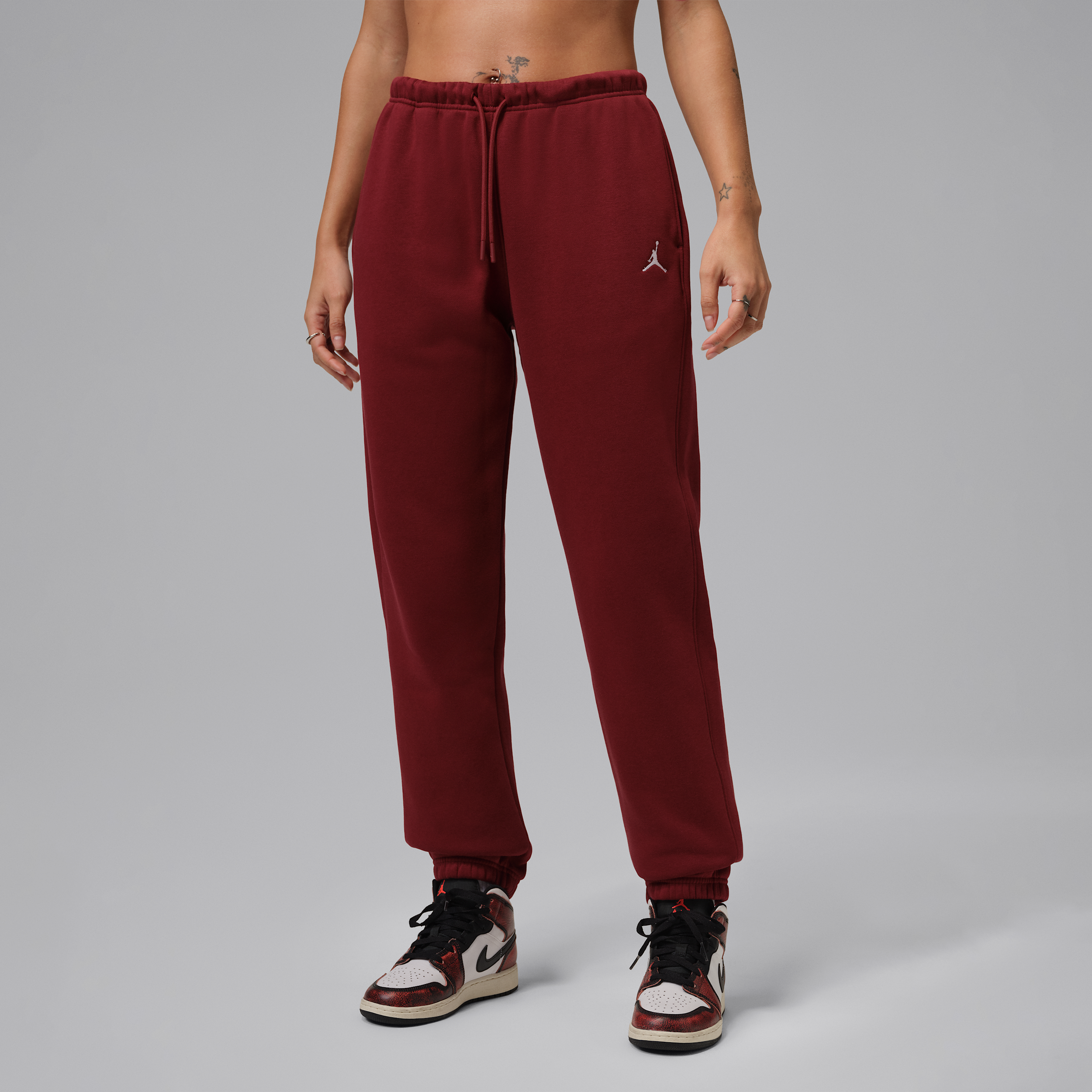 Nike Jordan Brooklyn Fleece Womens Trousers - Red - Cotton/Polyester