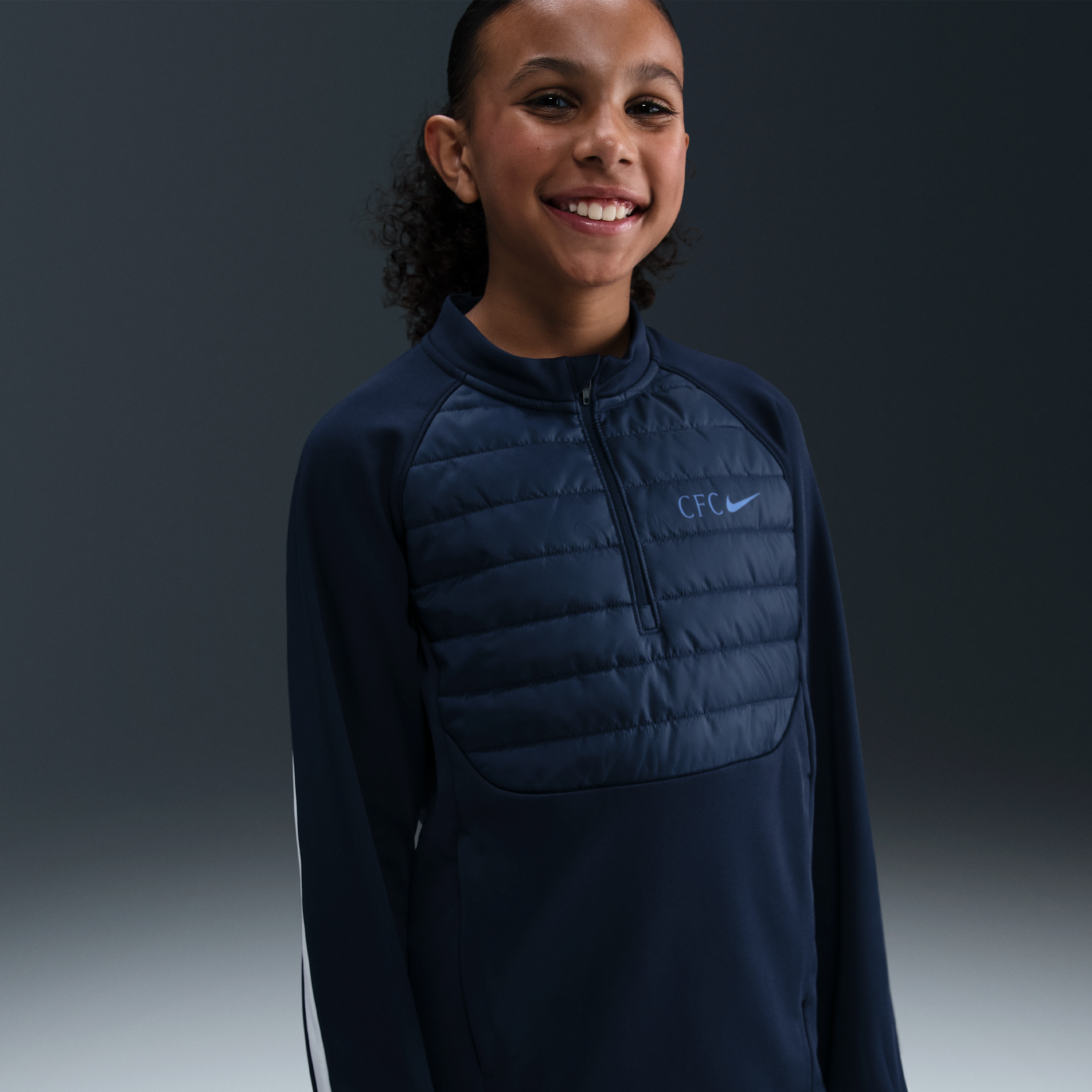 Nike Chelsea FC Academy Winter Warrior  Therma-FIT voetbaltrainingstop voor kids - Blauw