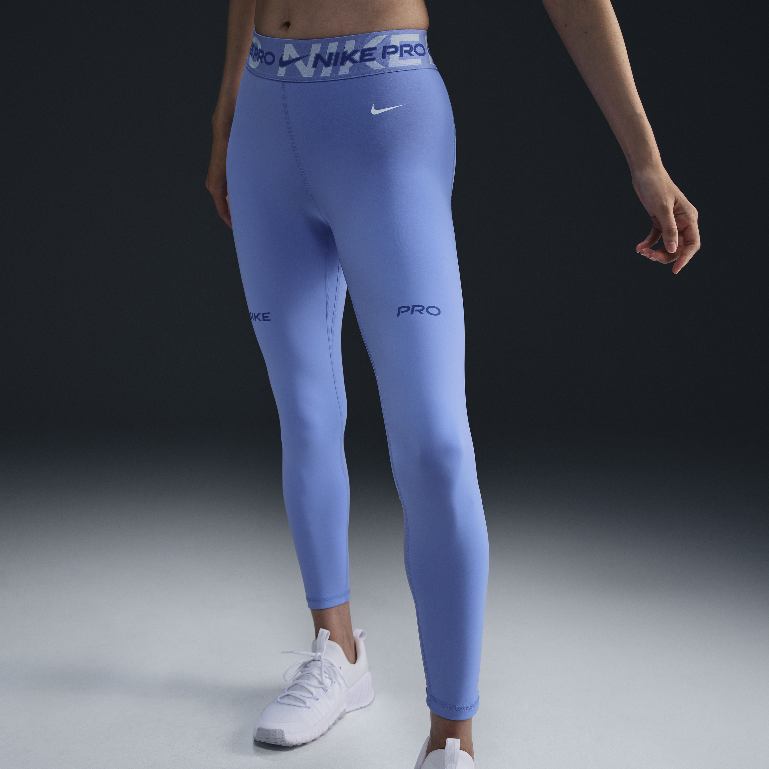 Legging 7/8 taille mi-haute à motif Nike Pro pour femme - Bleu