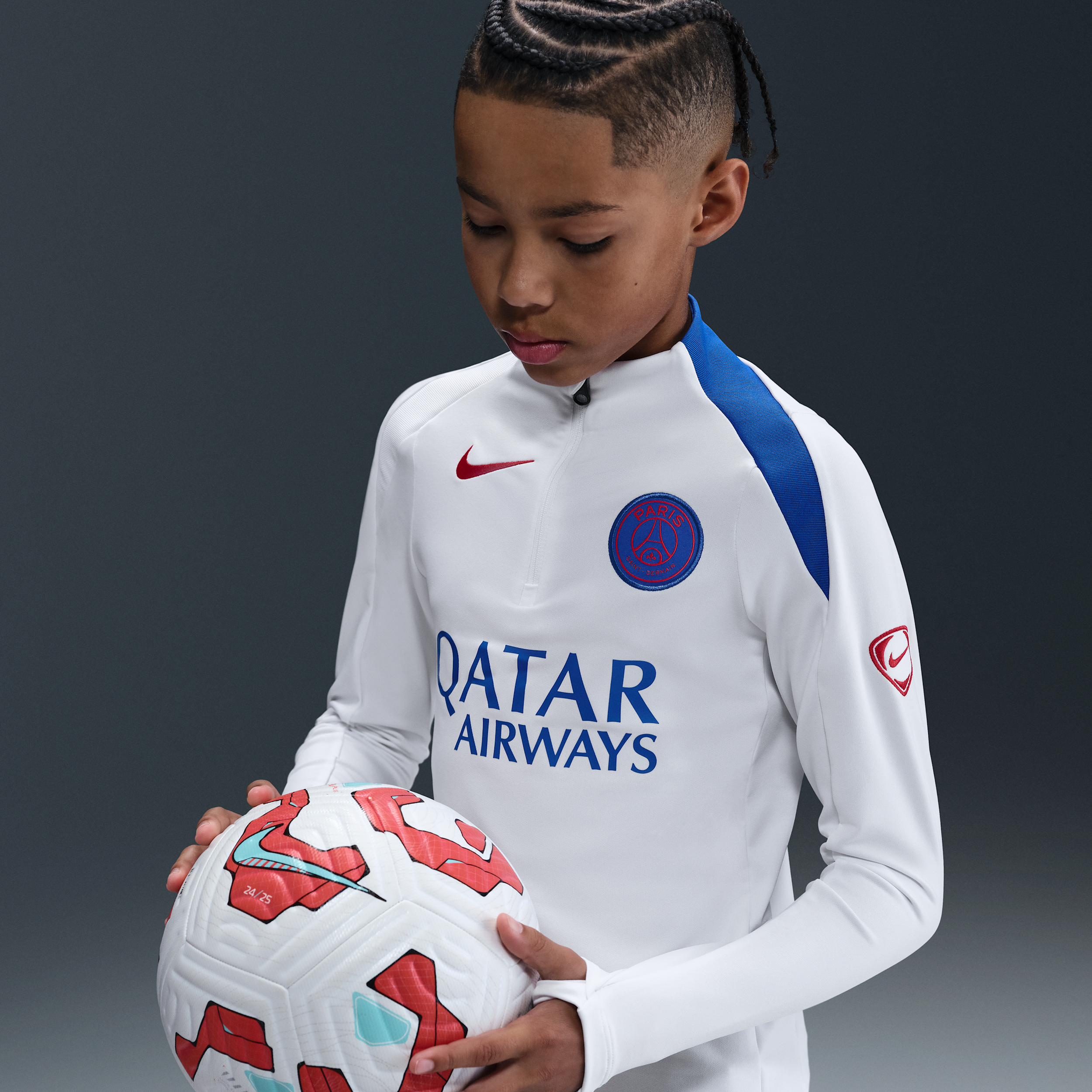 Paris Saint-Germain Strike Third Older Kids Nike Dri-FIT Total 90 Football Knit Drill Top - White - Polyester/Elastane