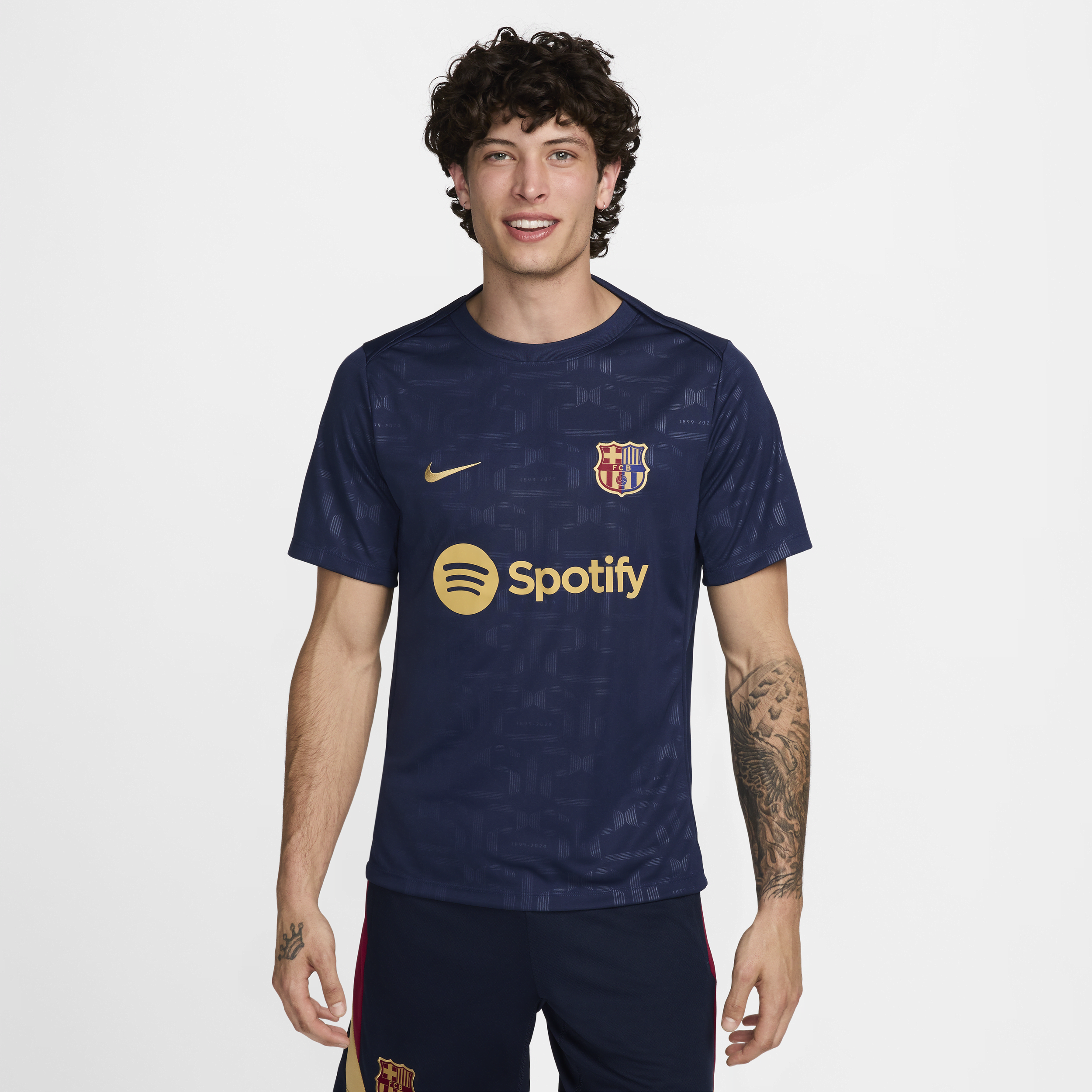 Haut de foot à manches courtes d'avant-match Nike Dri-FIT FC Barcelona Academy Pro Domicile pour homme - Bleu