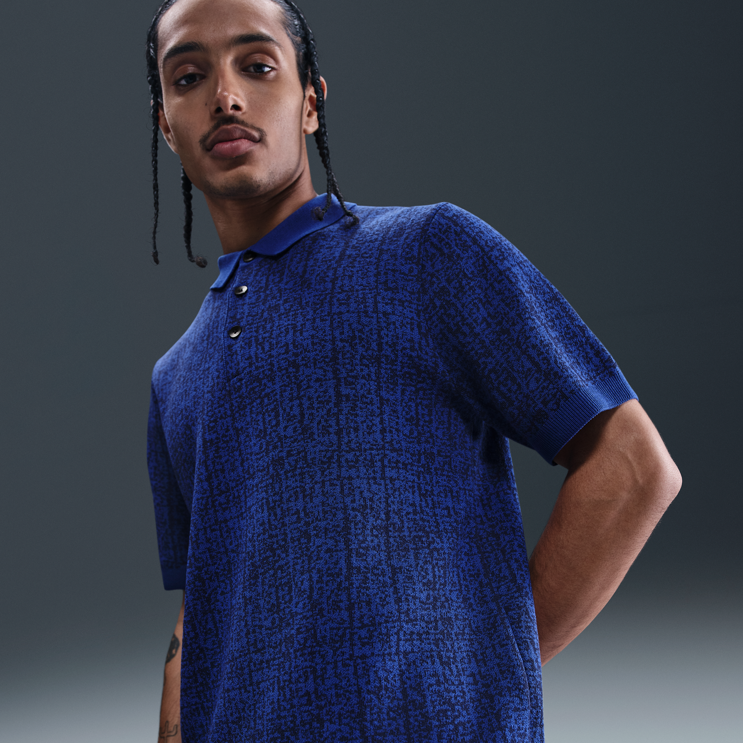 FFF Club Mens Nike Football Knit Polo - Blue - Polyester/Rayon