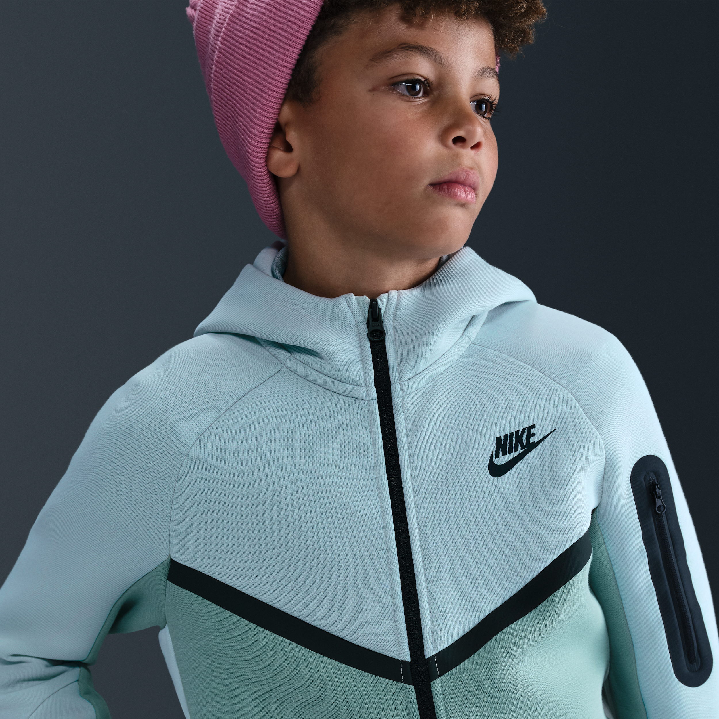 Thumbnail - Nike Tech Fleece Hoodie mit durchgehendem Reißverschluss für ältere Kinder - Grau