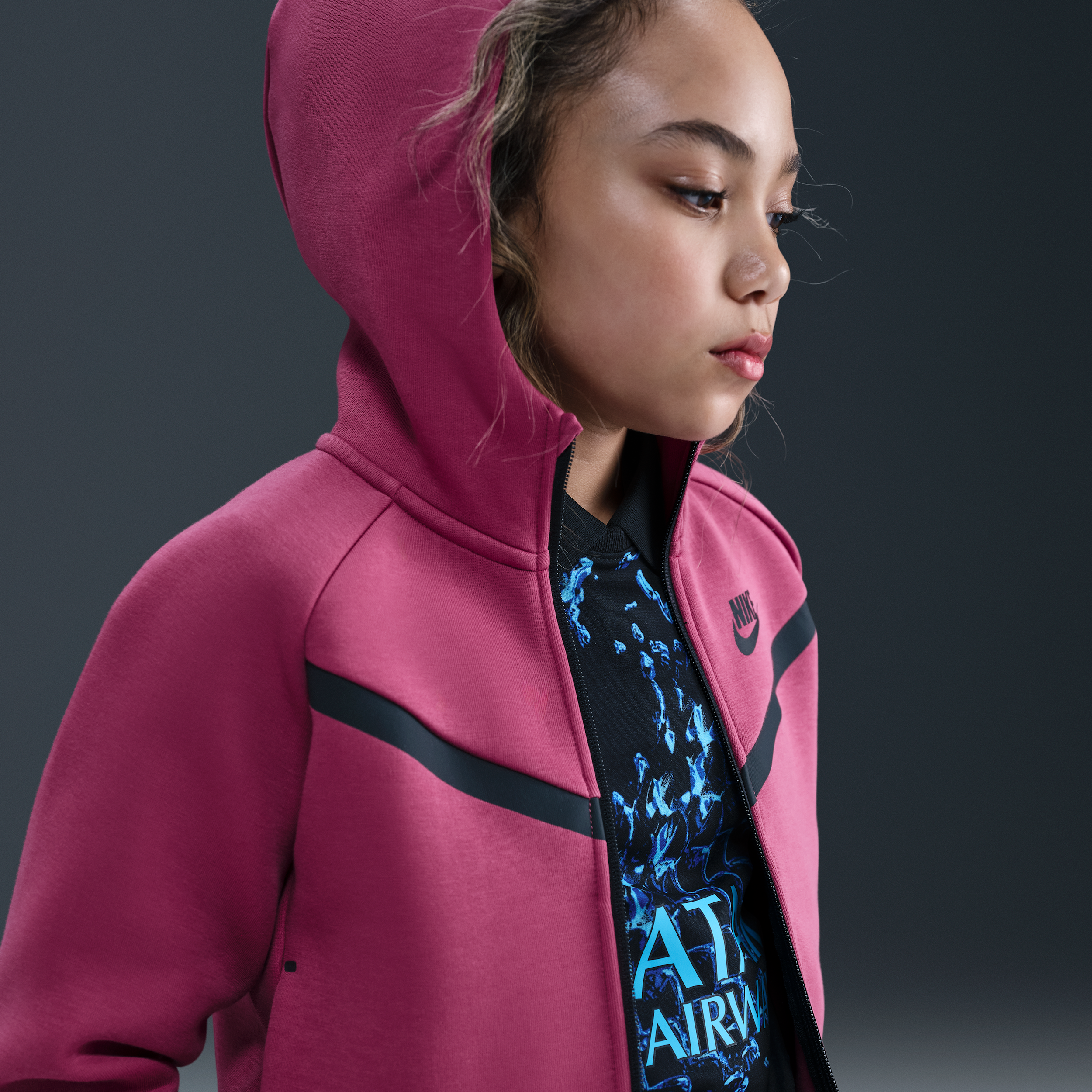 Thumbnail - Nike Sportswear Tech Fleece-Hoodie mit durchgehendem Reißverschluss (Mädchen) - Lila