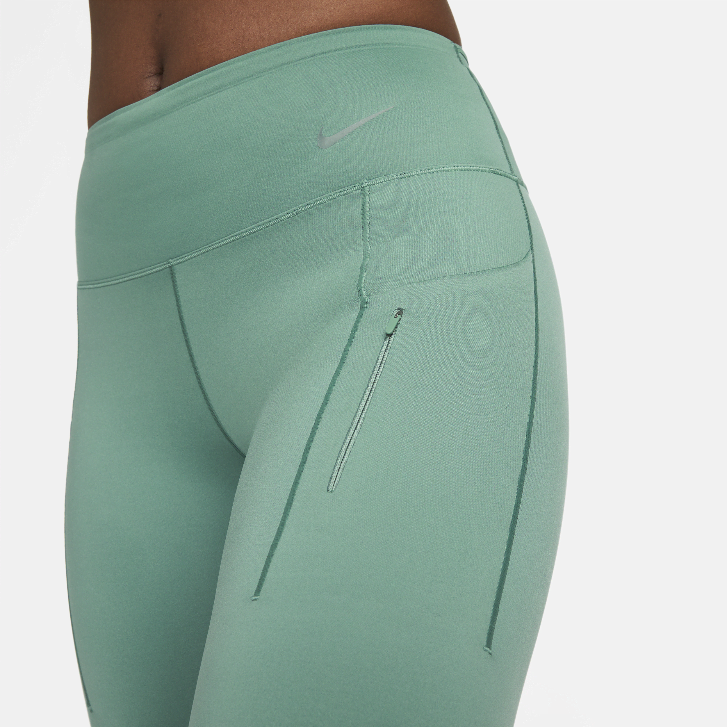 Legging taille mi-haute à maintien supérieur et coupe longue avec poches Nike Go pour femme - Vert