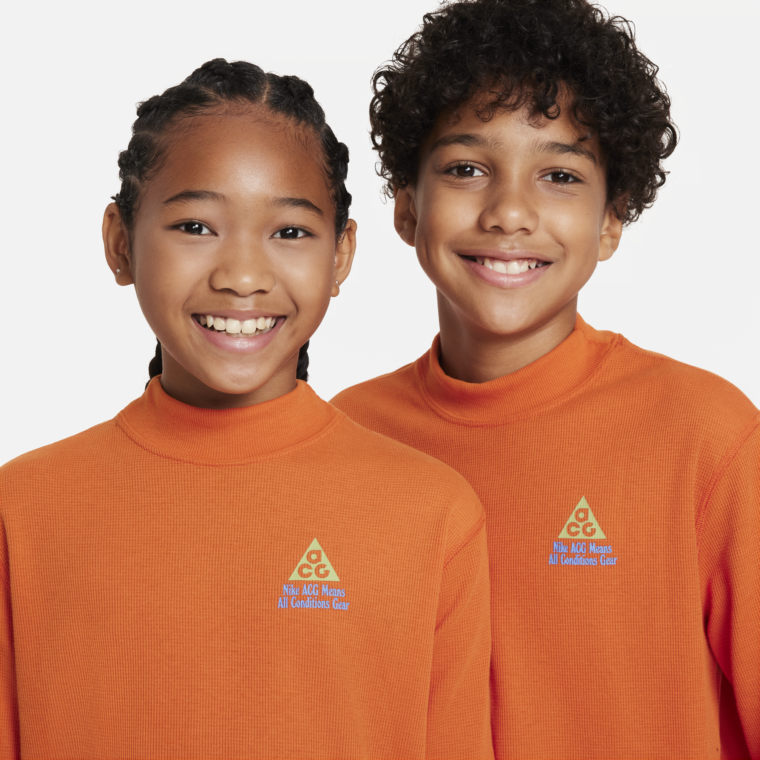 Nike ACG ruimvallende top van materiaal met wafelpatroon met lange mouwen voor kids Oranje