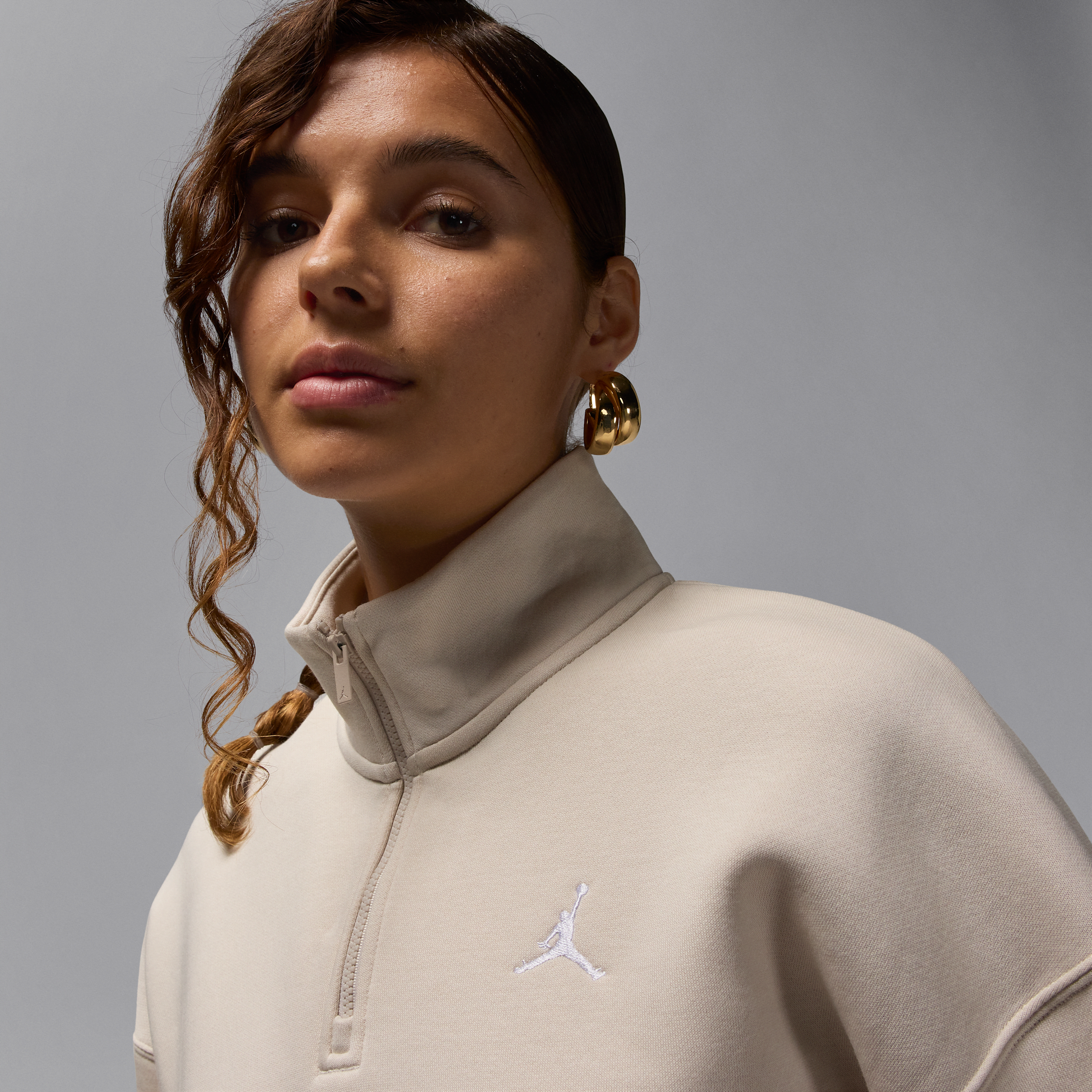 Thumbnail - Jordan Brooklyn Fleece Oberteil mit Viertelreißverschluss (Damen) - Braun
