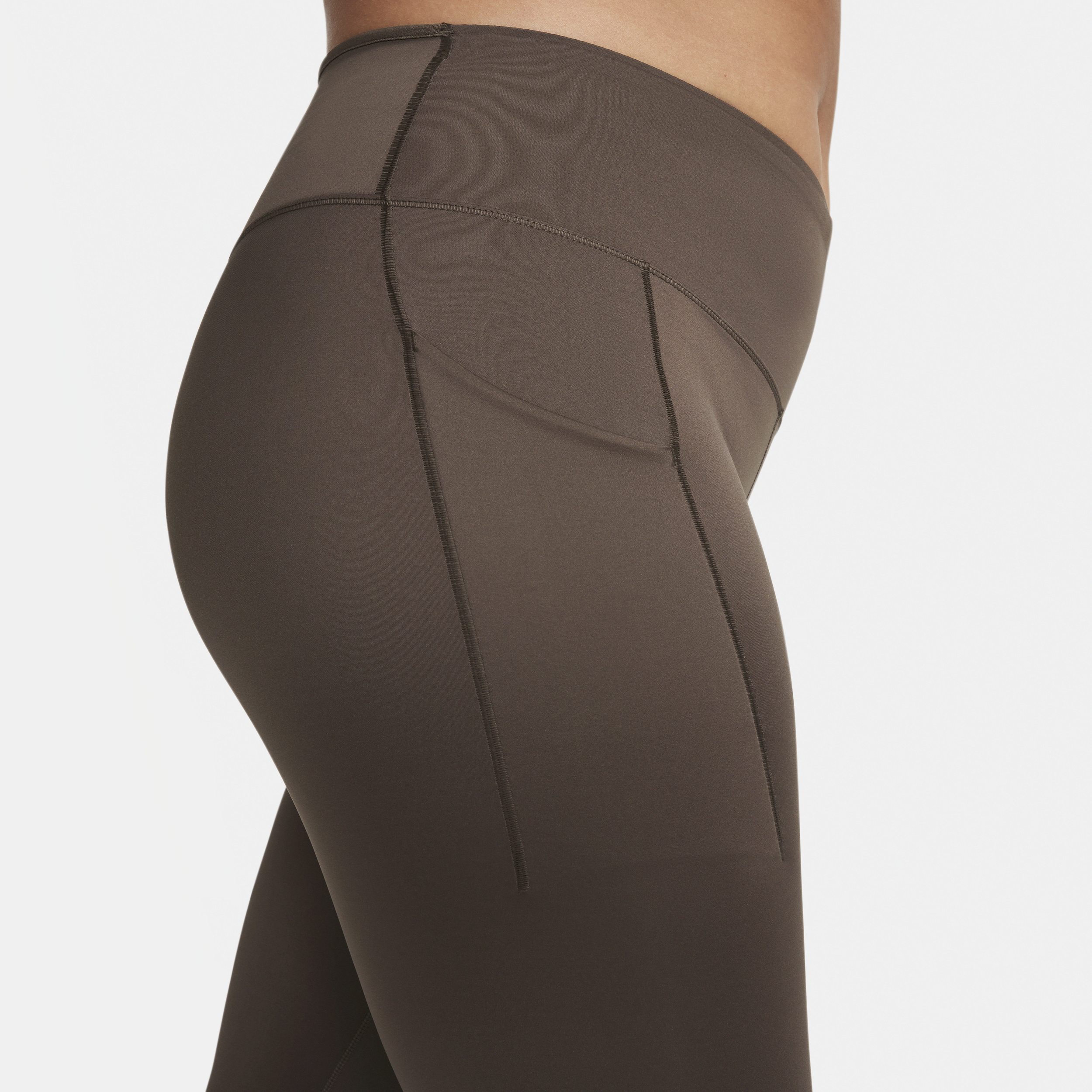 Nike Go Lange legging met halfhoge taille complete ondersteuning en zakken voor dames Bruin