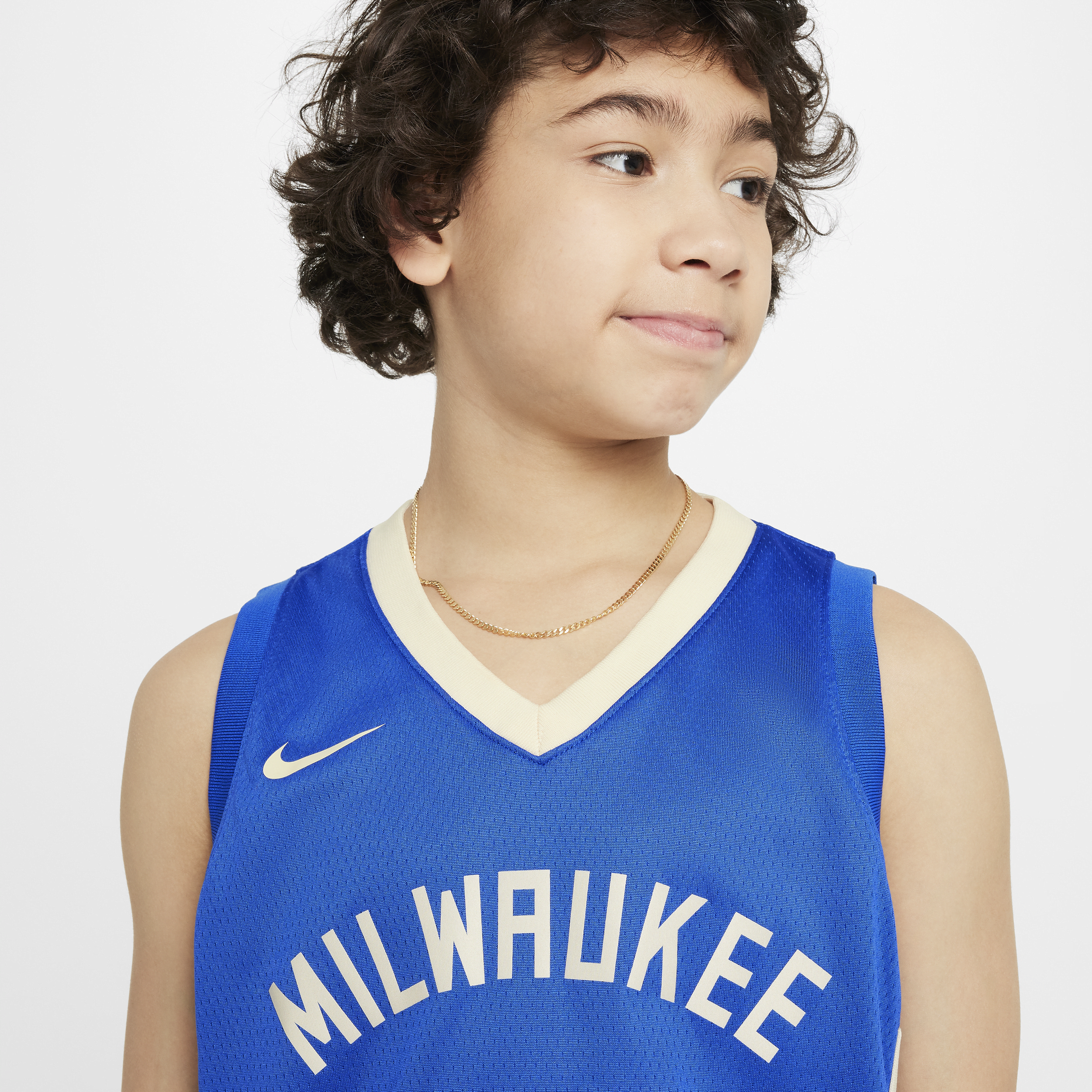 Nike Giannis Antetokounmpo Milwaukee Bucks City Edition Swingman NBA-jersey met Dri-FIT voor kids Blauw