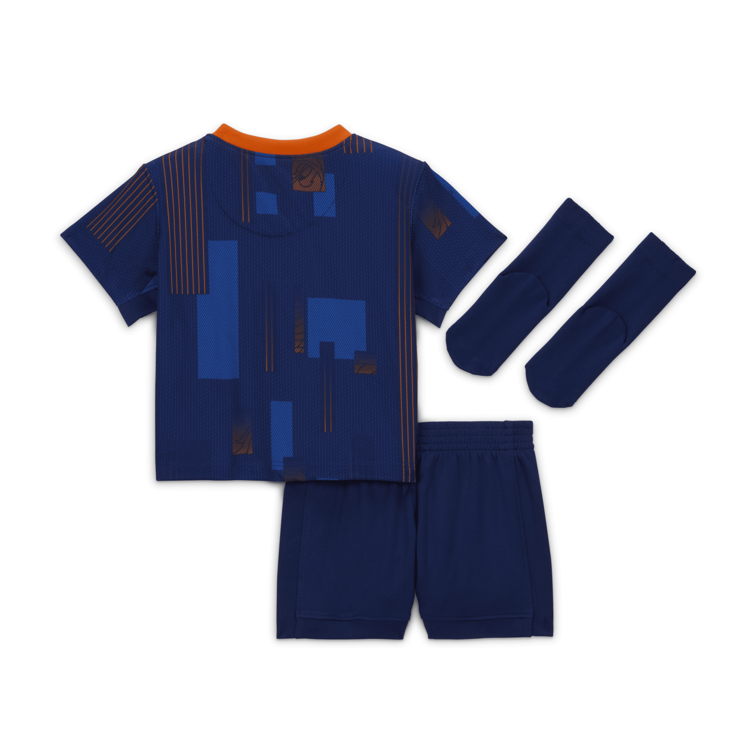 Nike Nederland 2024 Stadium Uit driedelig replicavoetbaltenue voor baby's peuters Blauw