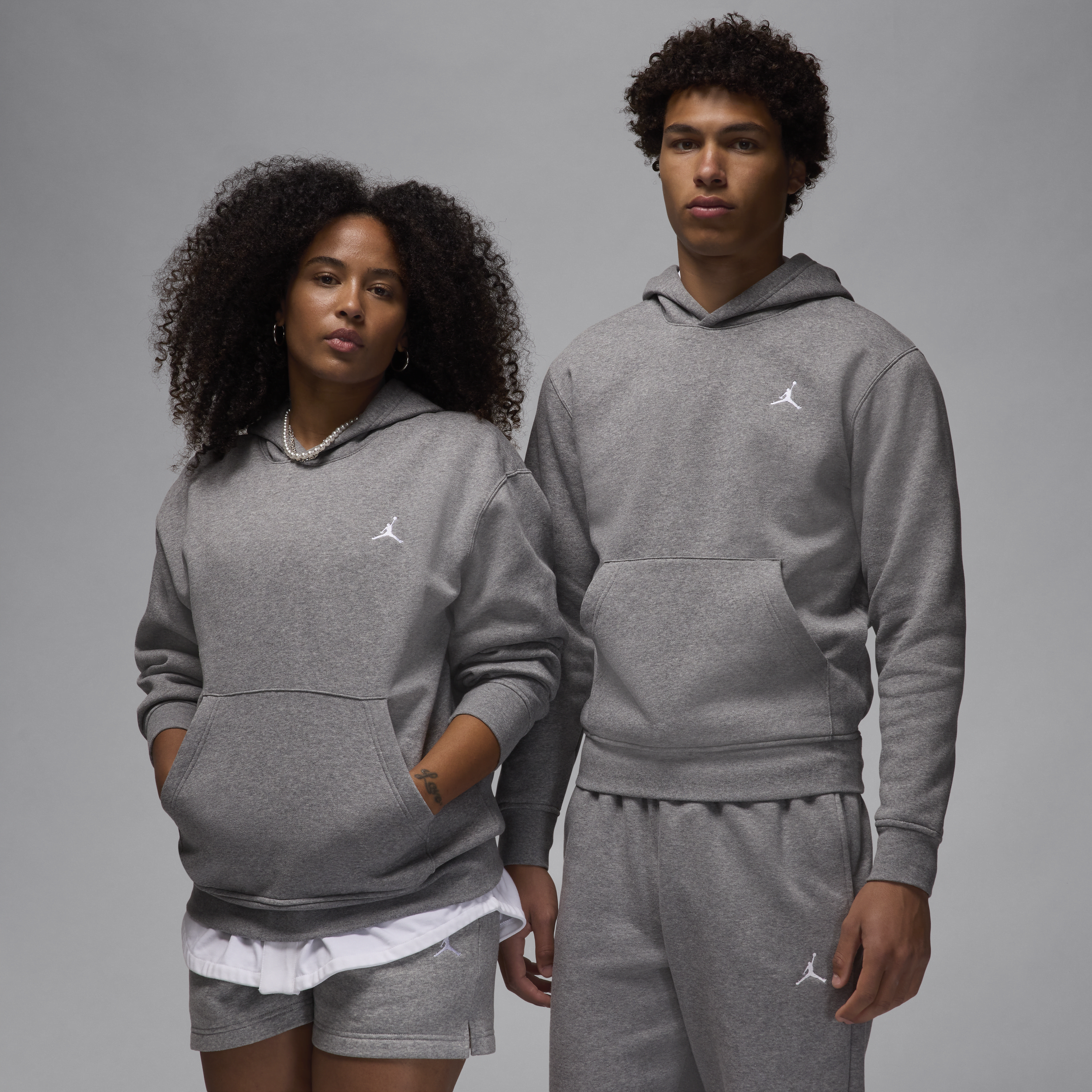 Sweat à capuche en tissu Fleece Jordan Brooklyn pour homme - Gris