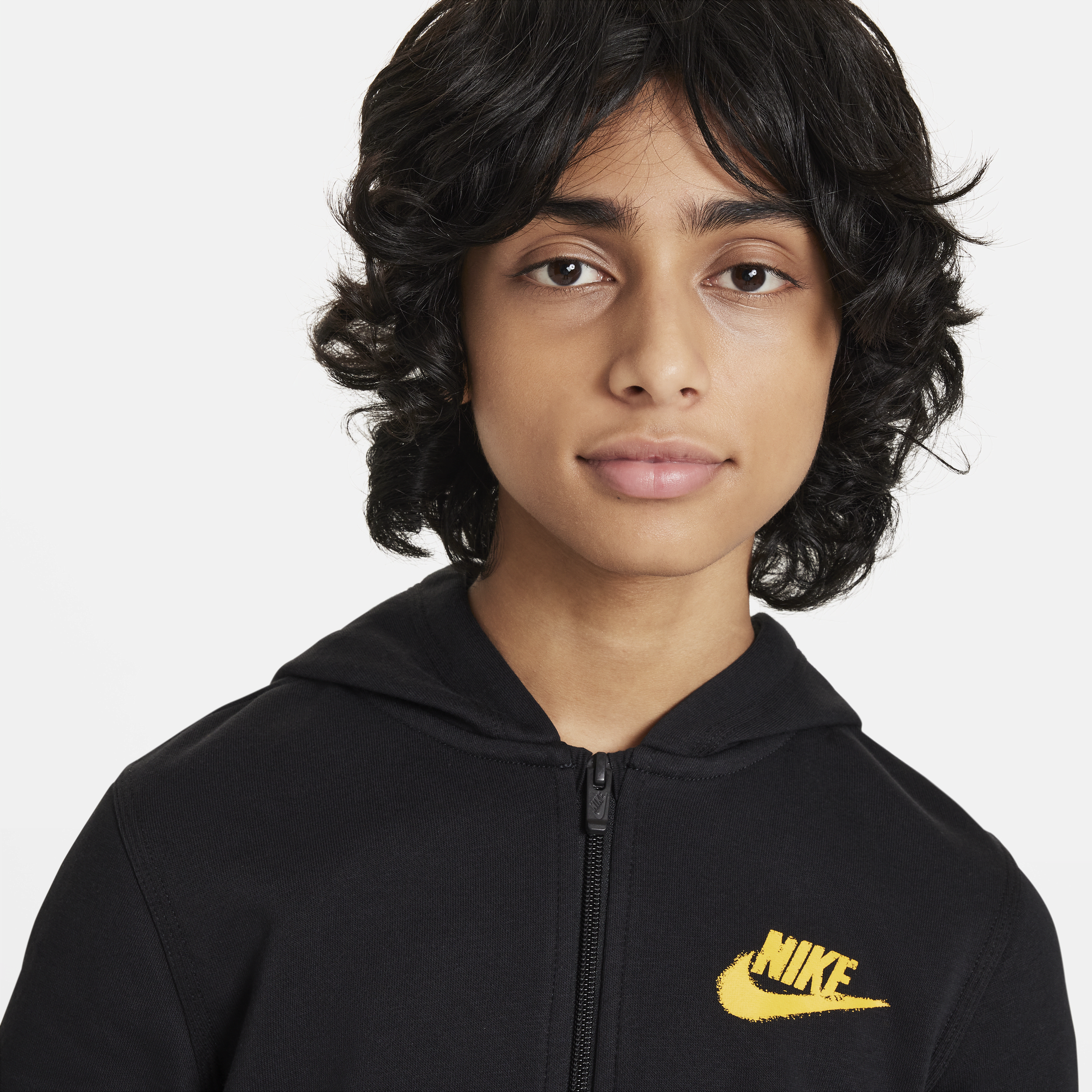 Nike Sportswear fleecehoodie met rits en graphic voor jongens Zwart