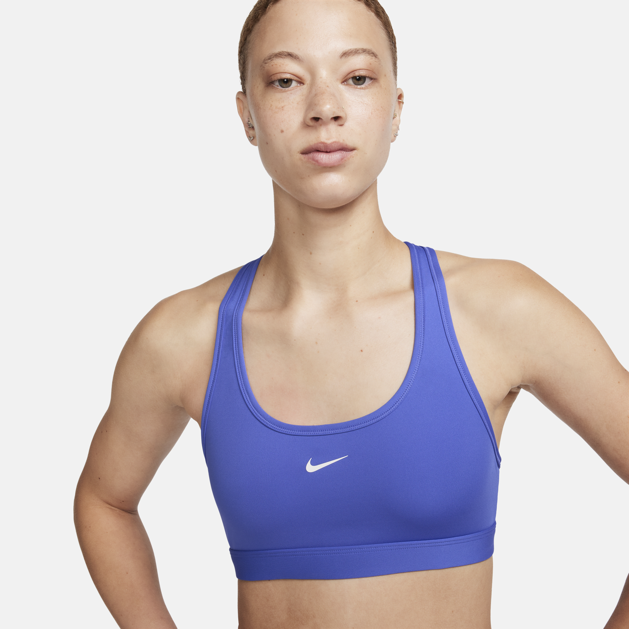 Nike Swoosh Light Support niet-gewatteerde sport-bh Blauw