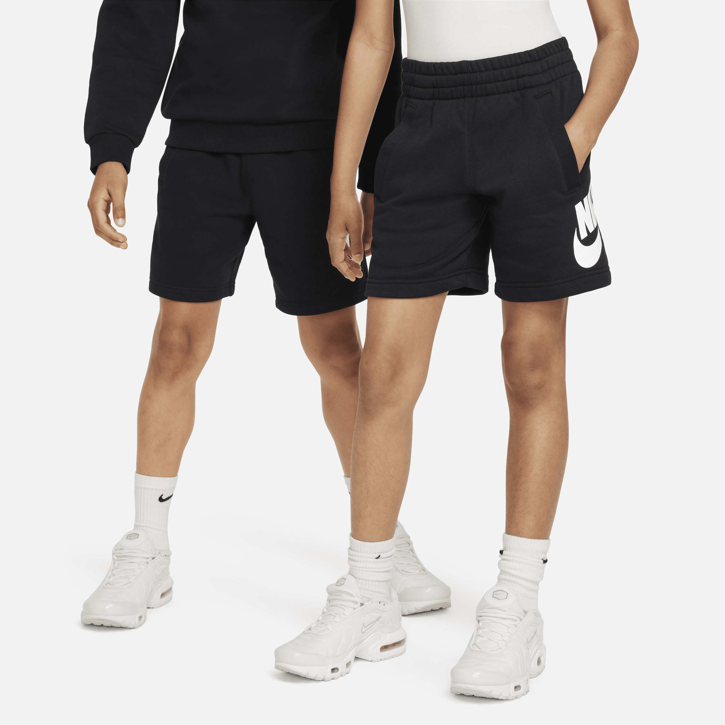 Nike Club Fleece Older Kids French Terry Shorts - Black - Cotton/Polyester