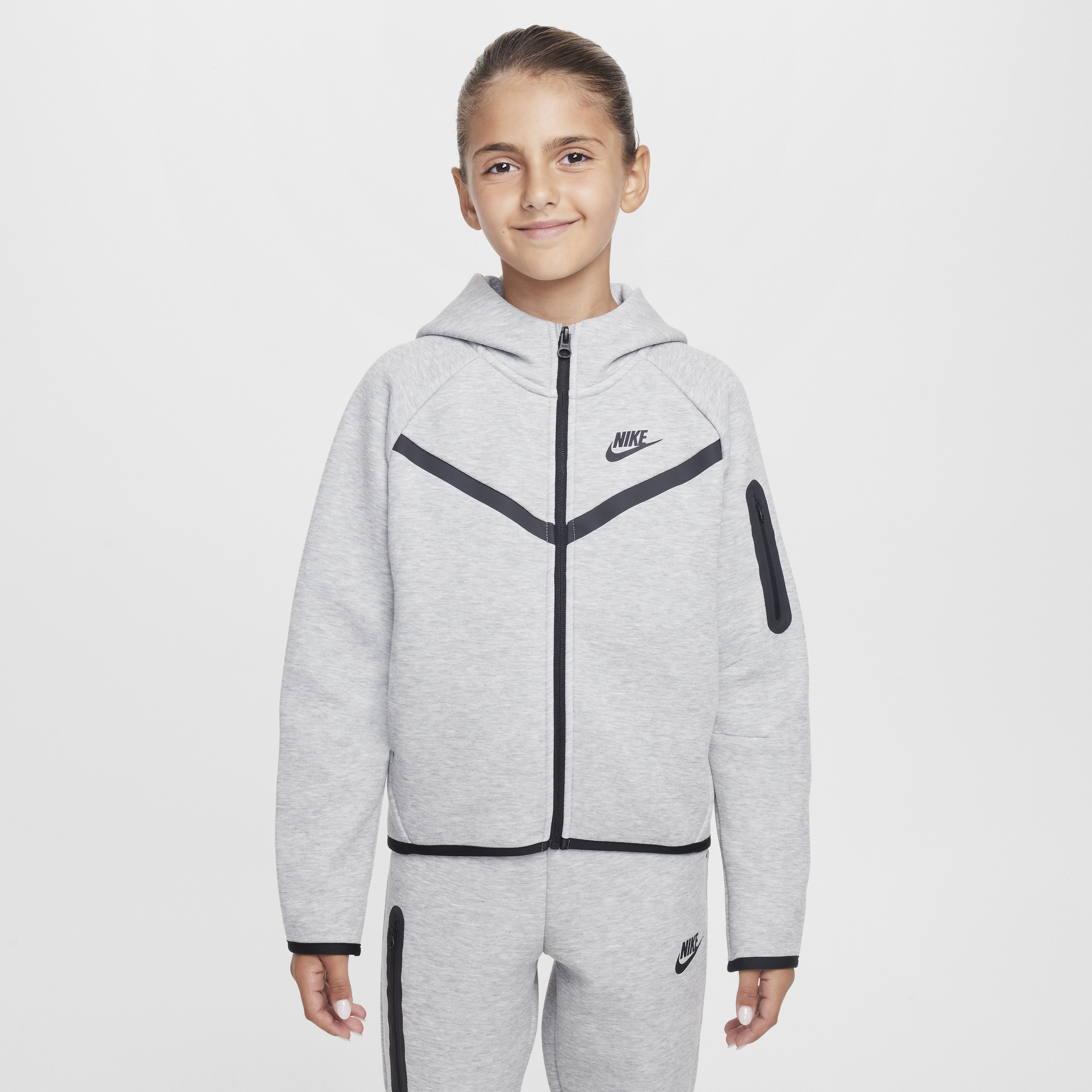 Sweat à capuche et zip Nike Sportswear Tech Fleece pour ado (fille) - Gris