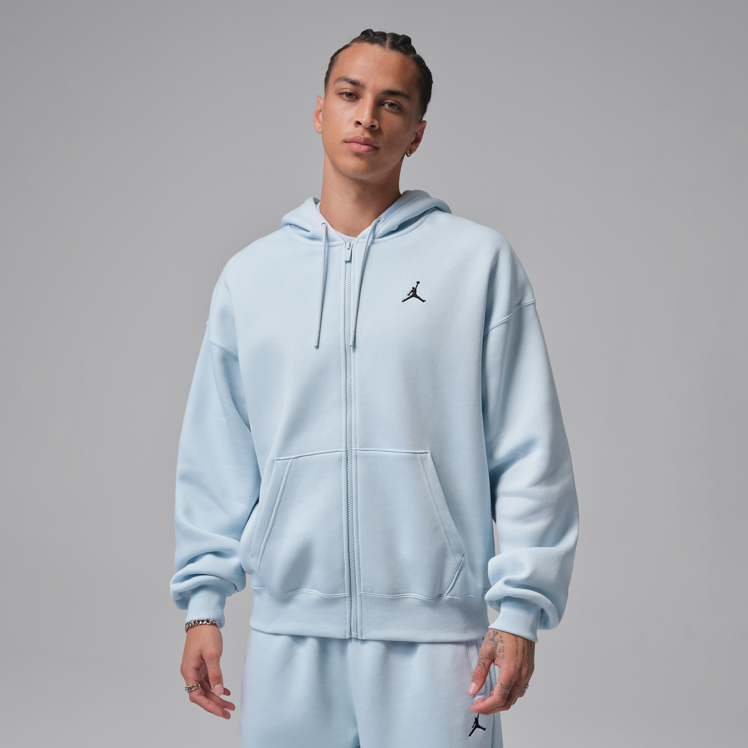 Felpa oversize con cappuccio e zip a tutta lunghezza Jordan Brooklyn Fleece – Uomo - Blu