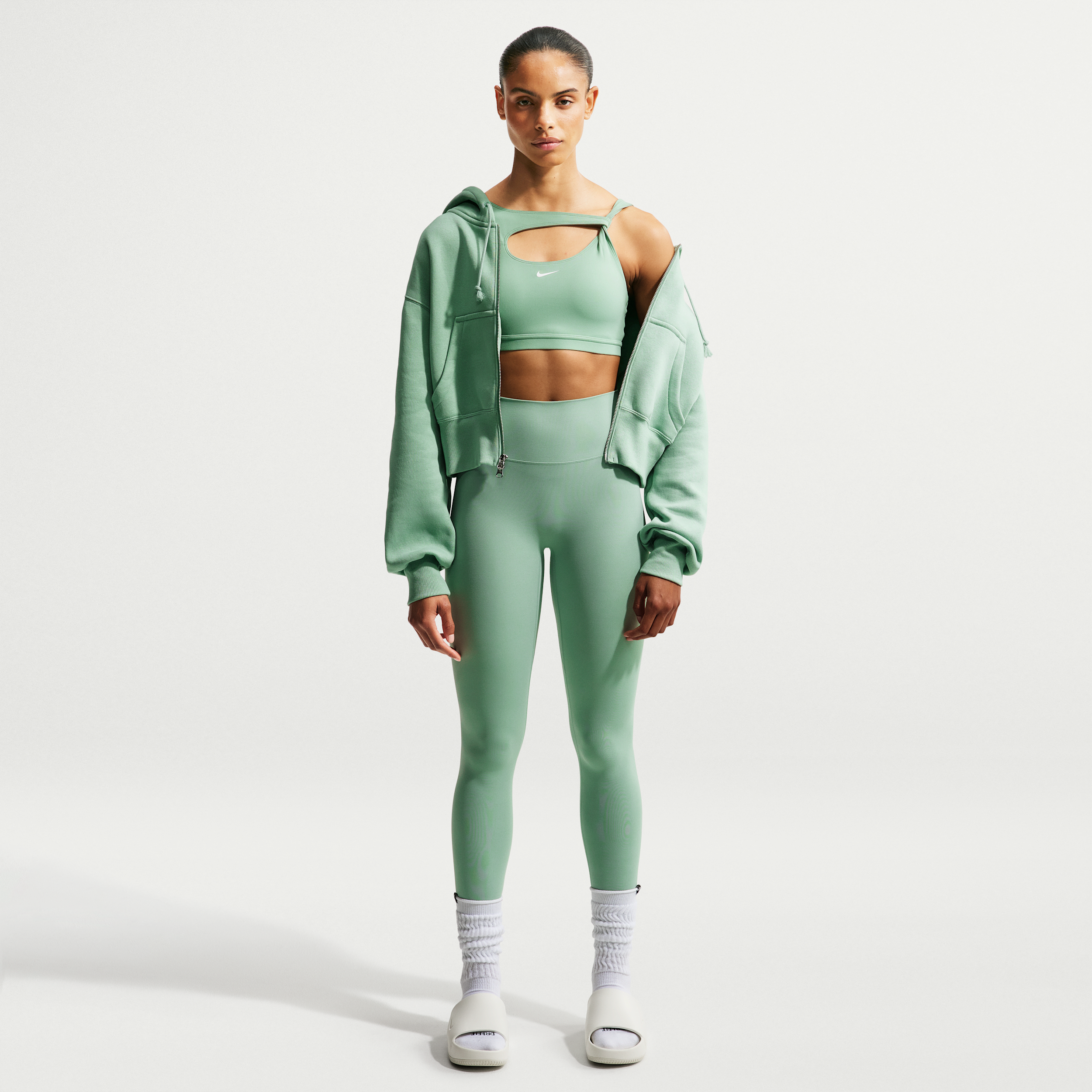Leggings a tutta lunghezza a vita alta senza cucitura anteriore Nike Zenvy – Donna - Verde