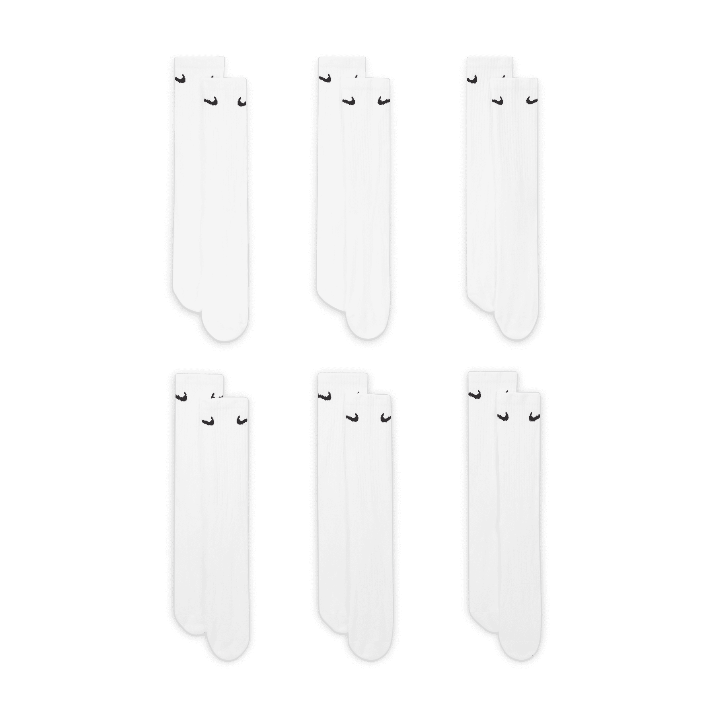 Chaussettes de training mi-mollet Nike Everyday Cushioned (6 paires) - Blanc