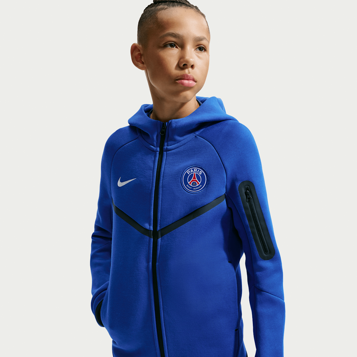 Sweat à capuche et zip Nike Football Paris Saint-Germain Tech Fleece pour ado (garçon) - Bleu