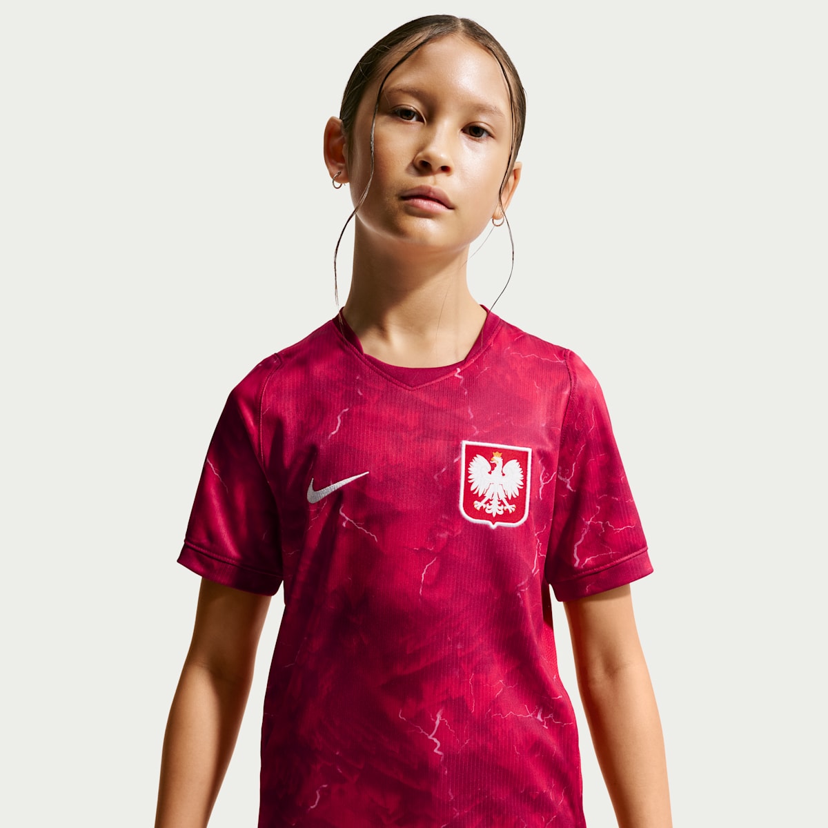 Haut de foot Replica Nike Dri-FIT Pologne 2026 Stadium Extérieur pour ado - Rouge