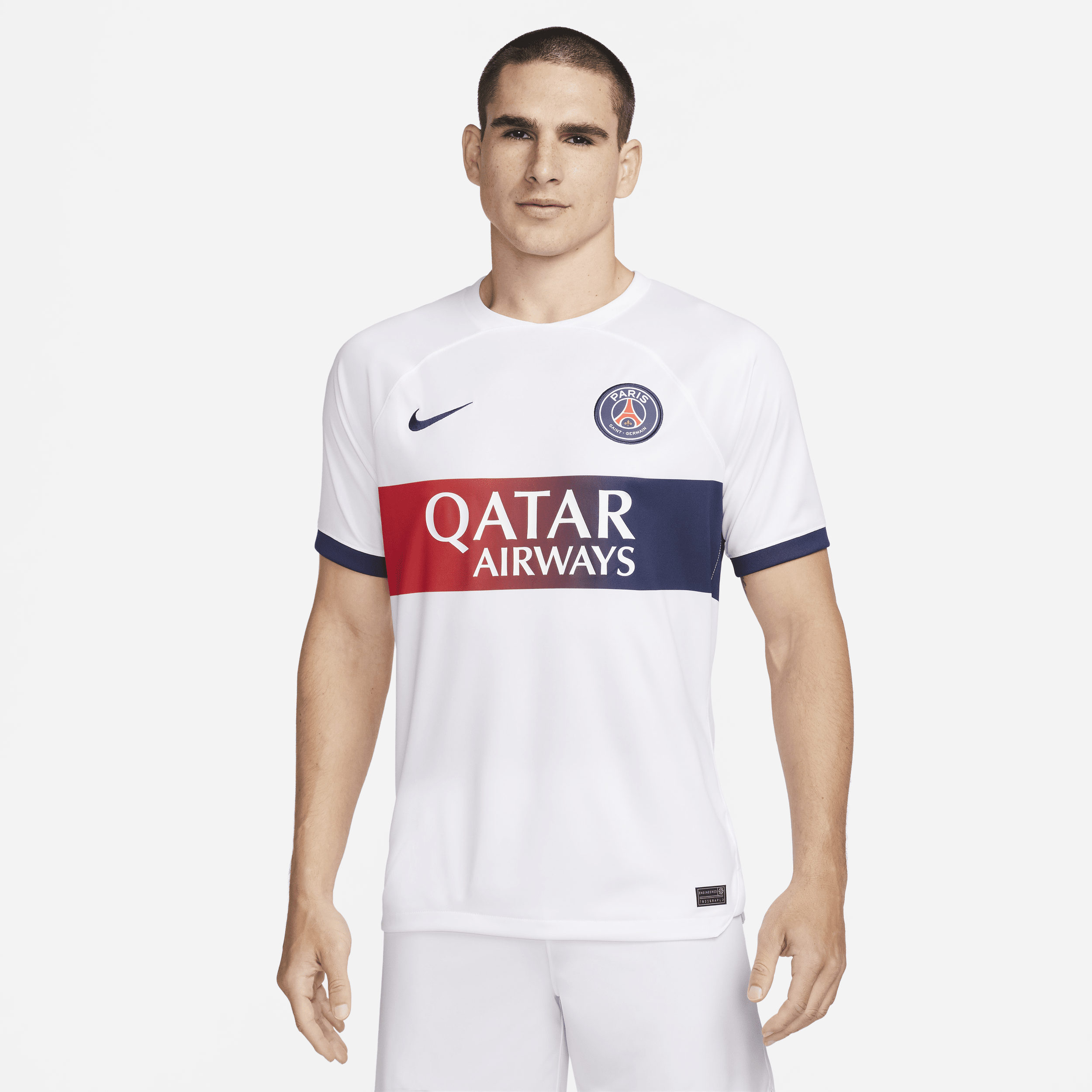 Paris Saint-Germain 2023/24 Stadium Away Nike Dri-FIT-fodboldtrøje til mænd - hvid