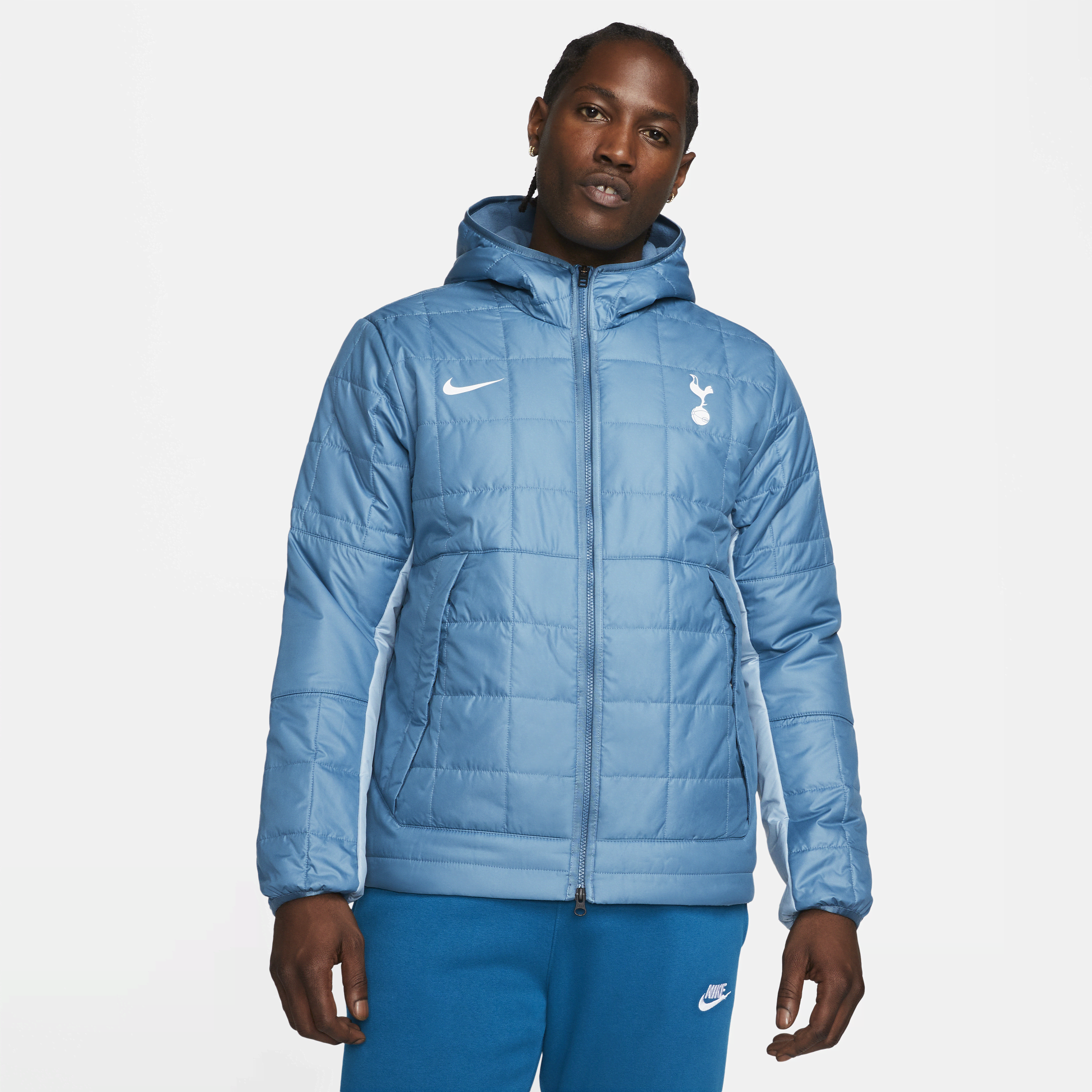 Fleeceforet Tottenham Hotspur Nike-jakke med hætte til mænd - blå