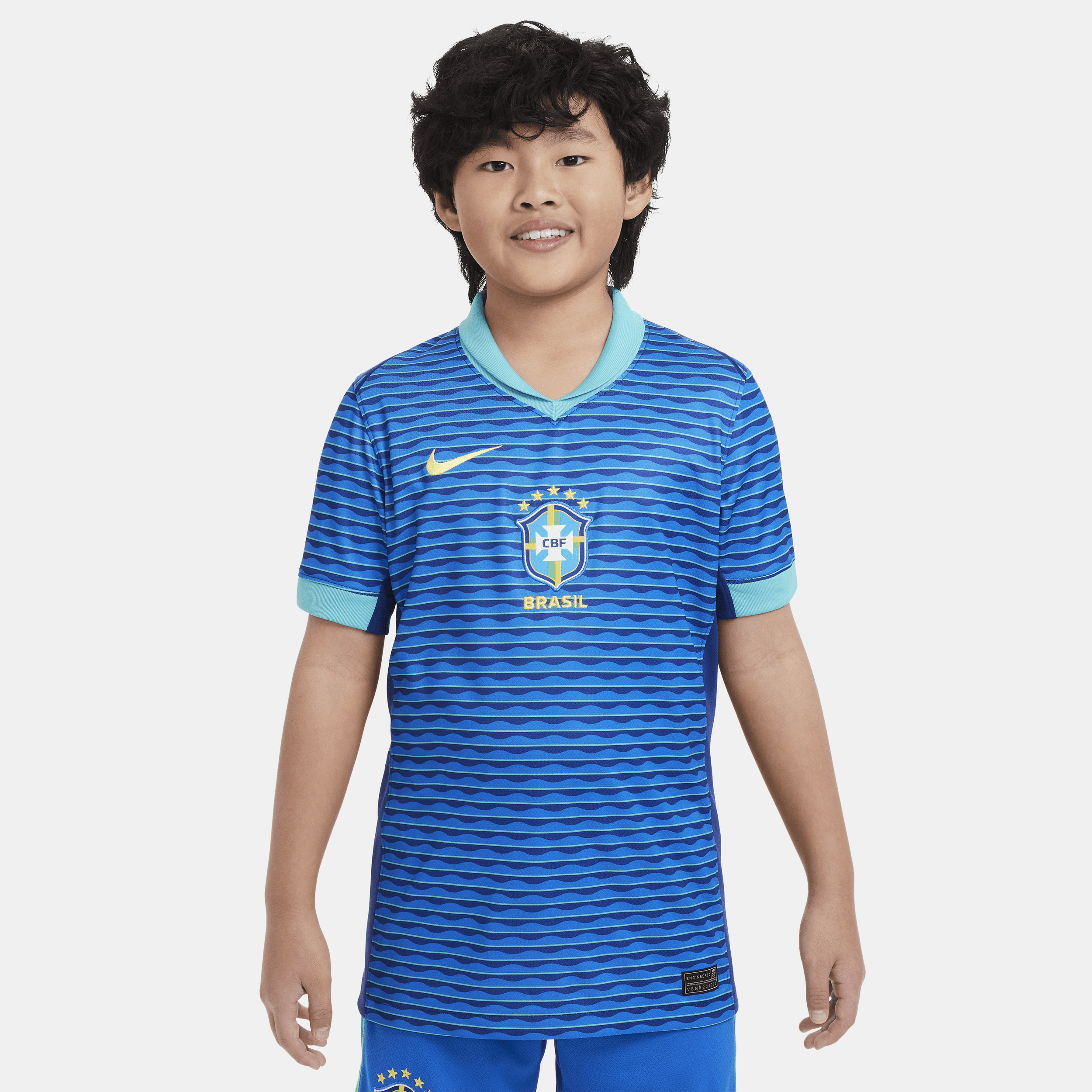 Maglia da calcio replica Nike Dri-FIT Brasile 2024 Stadium per ragazzo/a – Away - Blu