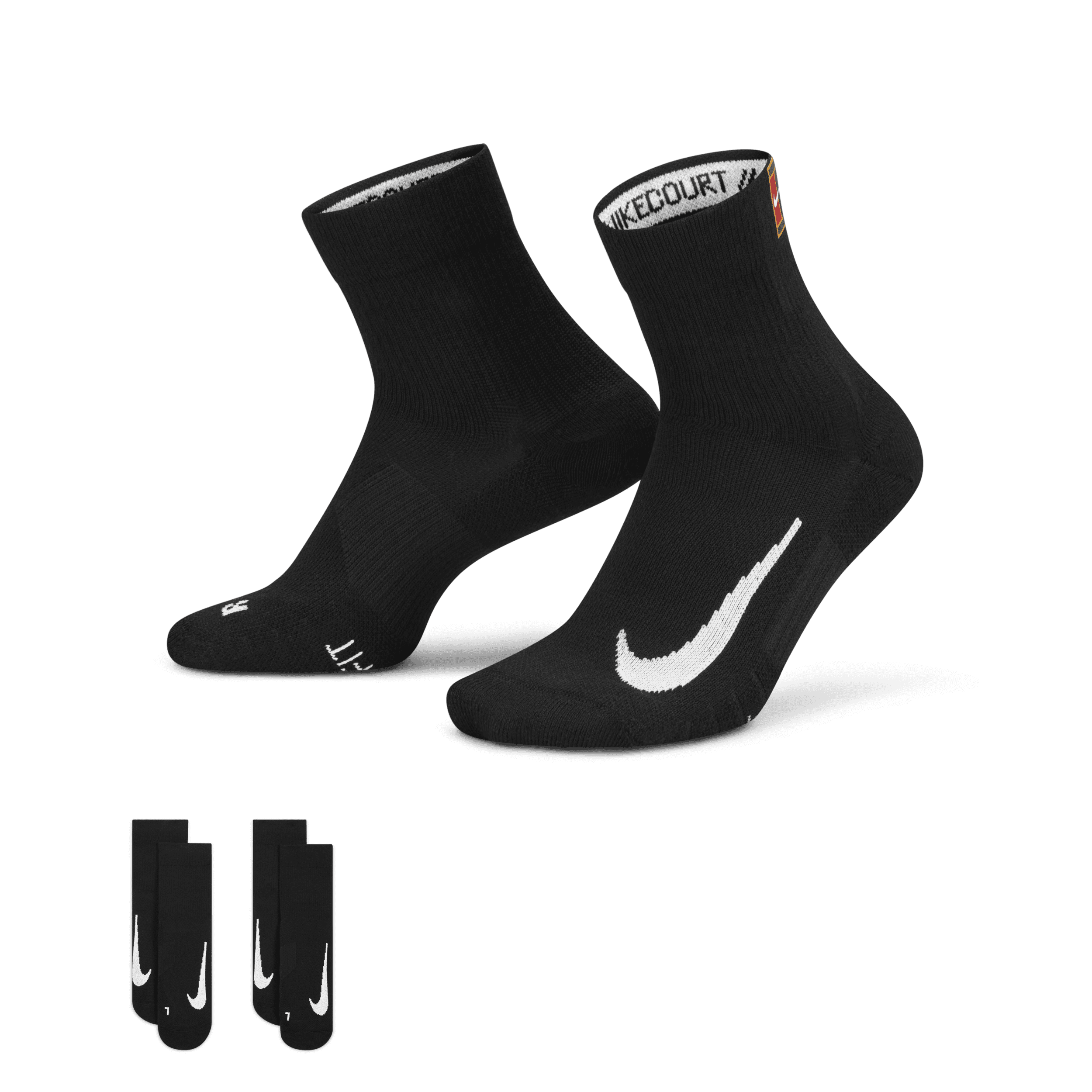 NikeCourt Multiplier Max Enkelsokken voor tennis (2 paar) - Zwart