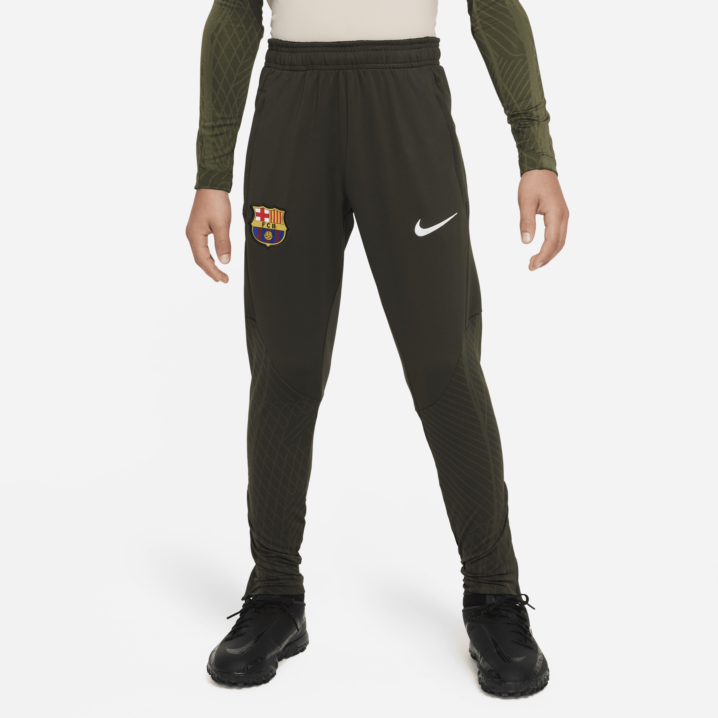 Pantaloni da calcio in maglia Nike Dri-FIT FC Barcelona Strike – Ragazzi - Verde