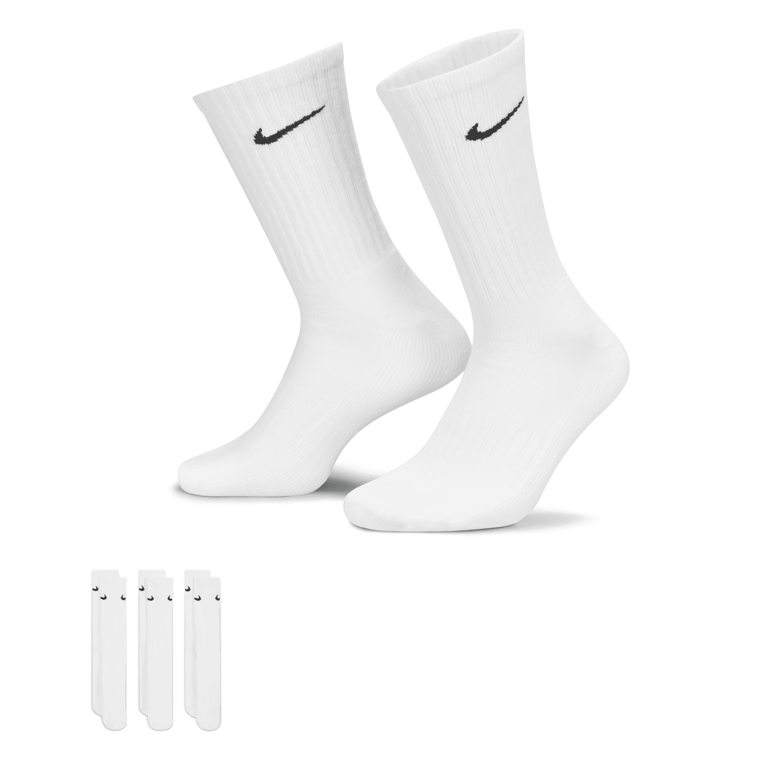 Calze da training di media lunghezza Nike Cushioned (3 paia) - Bianco