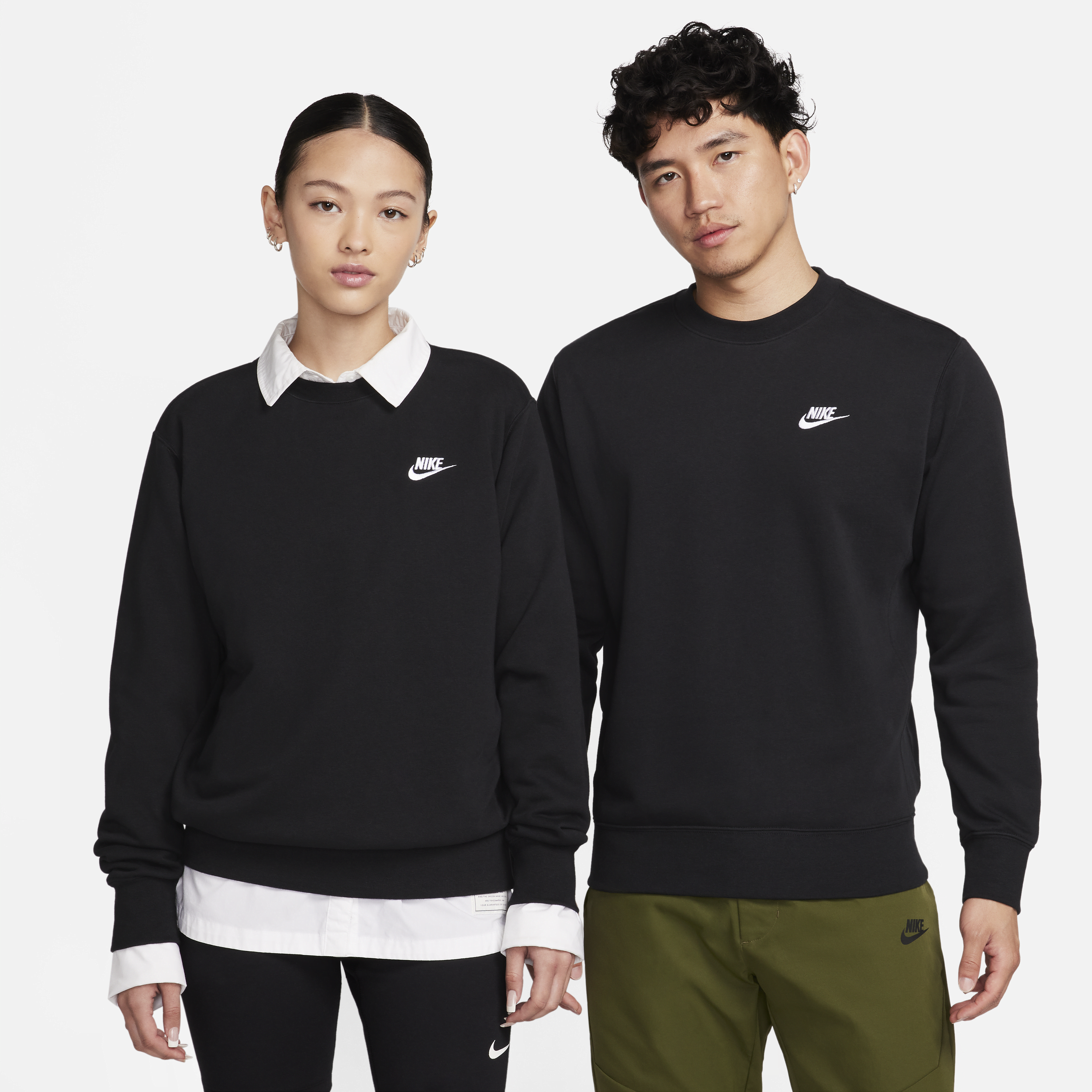 Nike Sportswear Club Herenshirt van sweatstof met ronde hals - Zwart