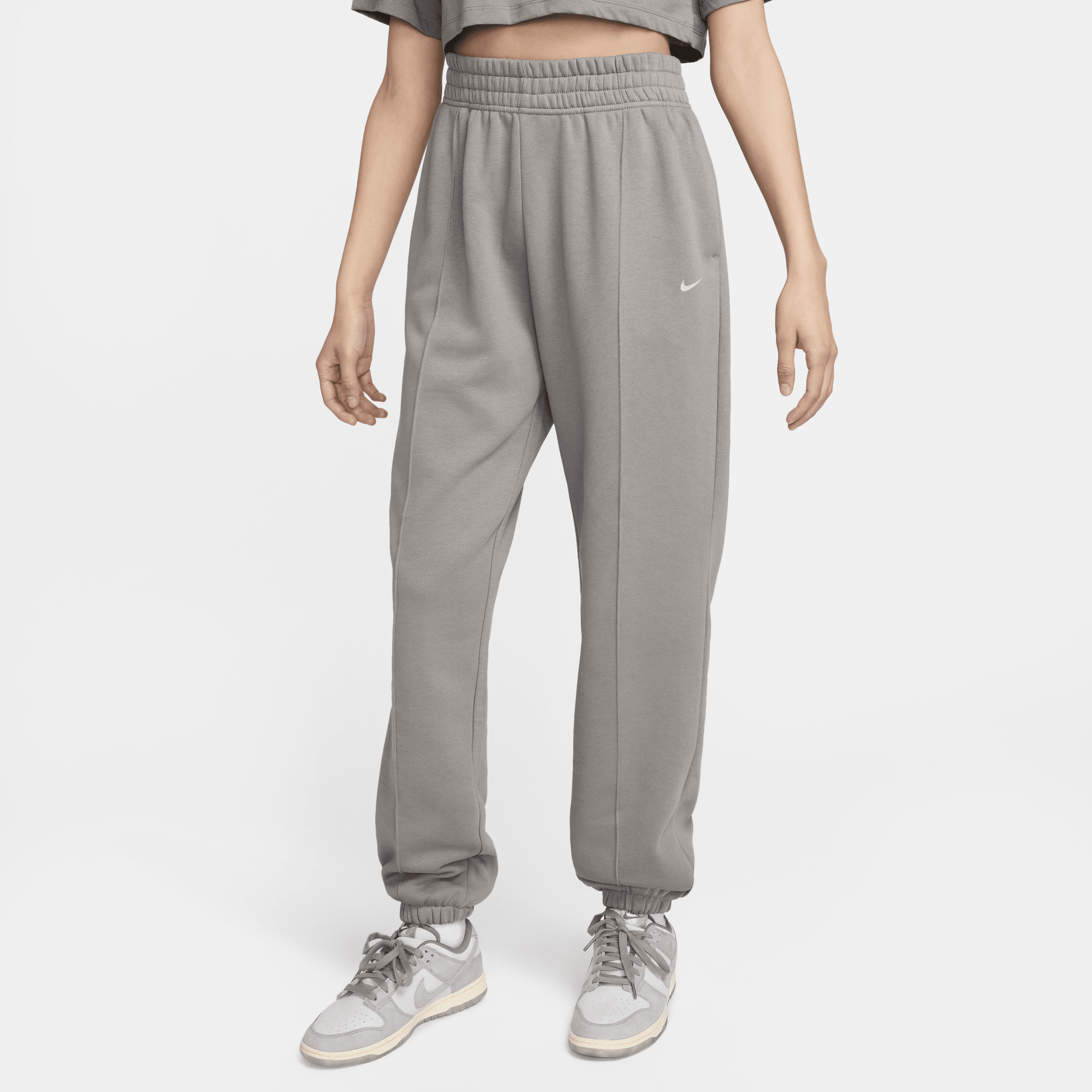 Løstsiddende Nike Sportswear-fleecebukser til kvinder - grå
