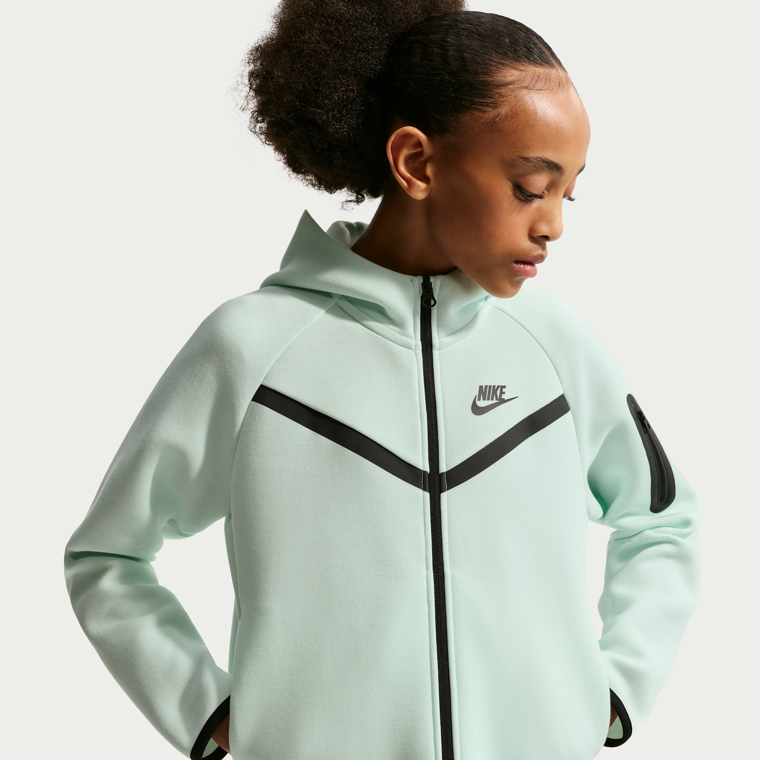 Nike Tech Fleece Girls' Full-Zip Hoodie - Green | HV8695-394
