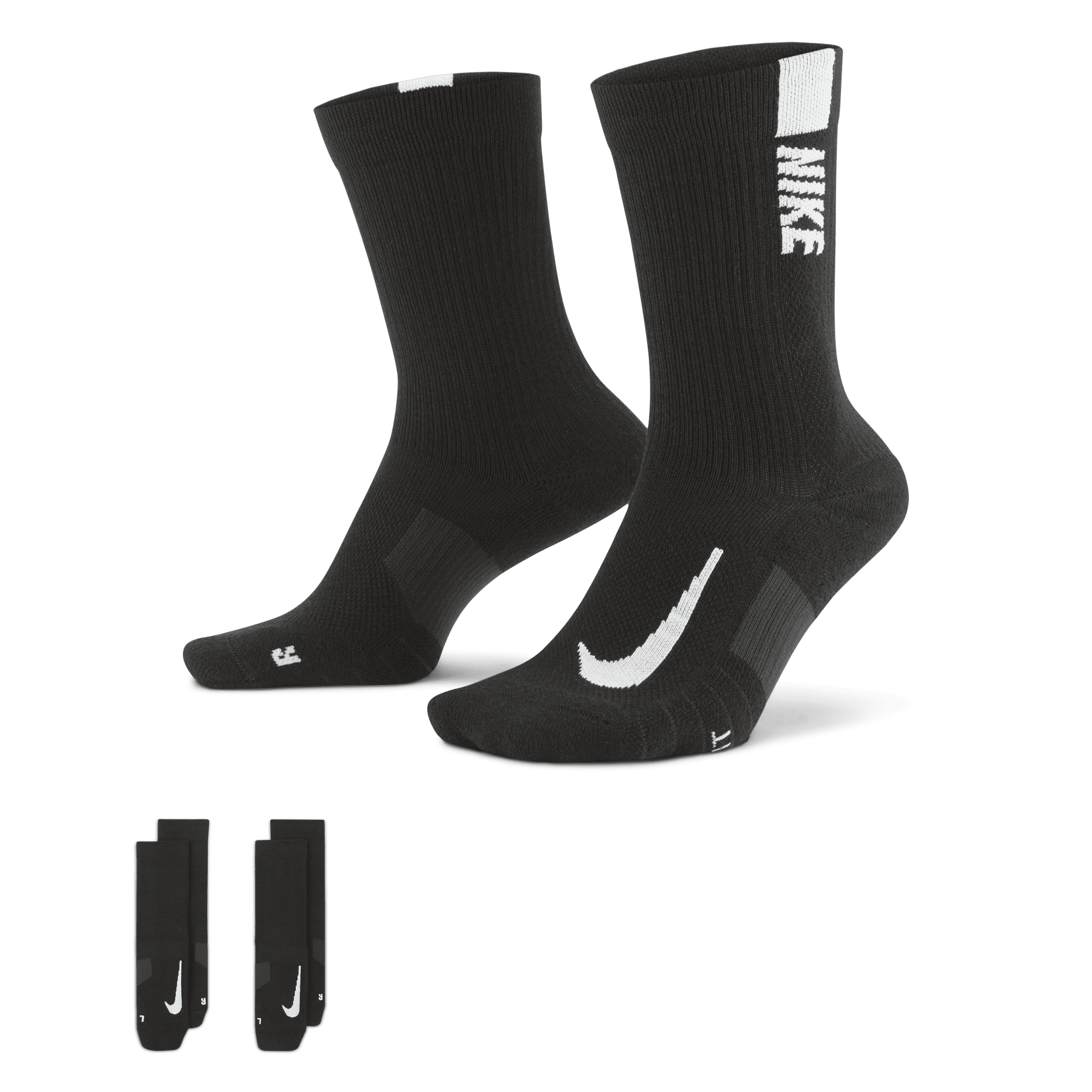 Nike Multiplier Crew Sokken (2 paar) - Zwart