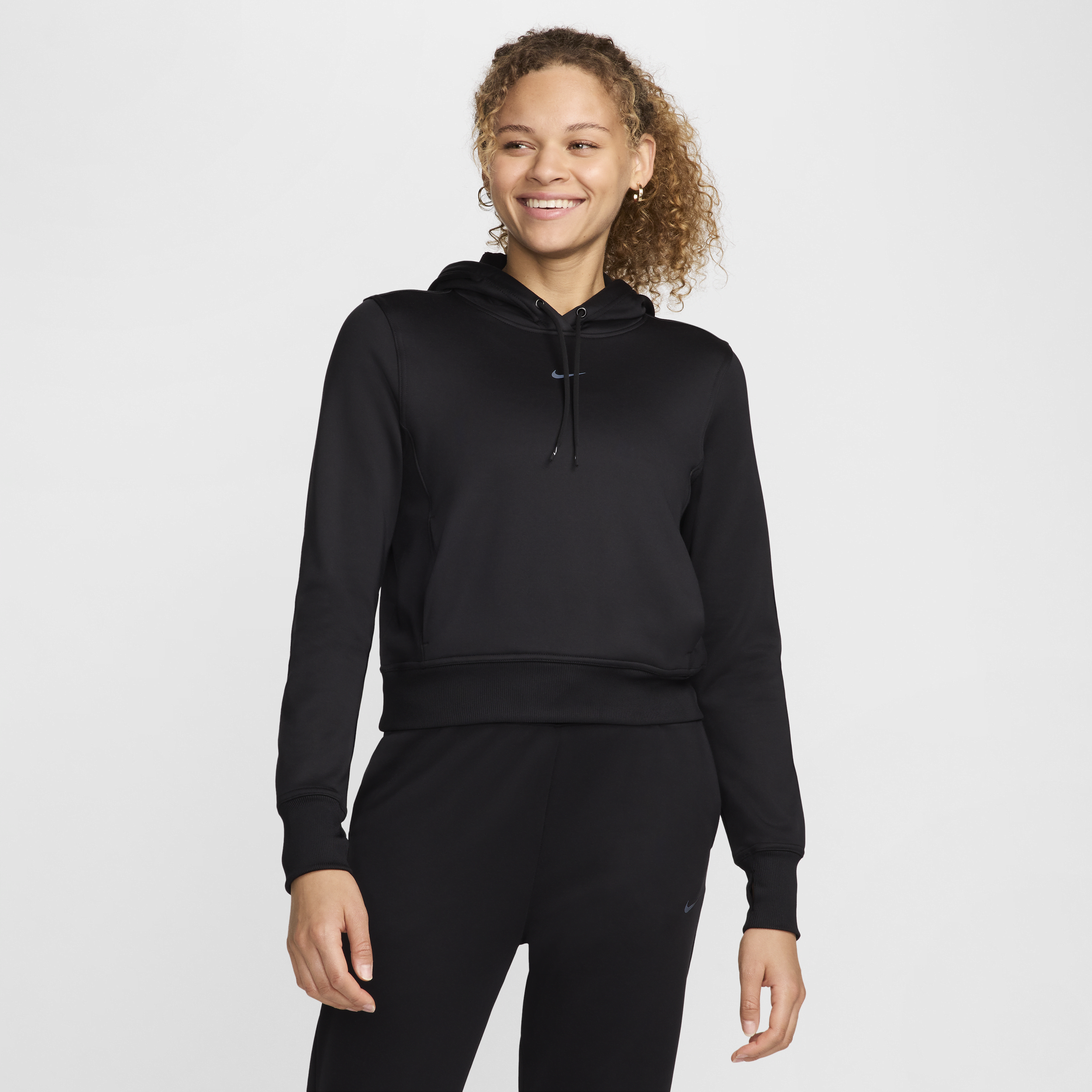Felpa pullover con cappuccio Nike Therma-FIT One – Donna - Nero